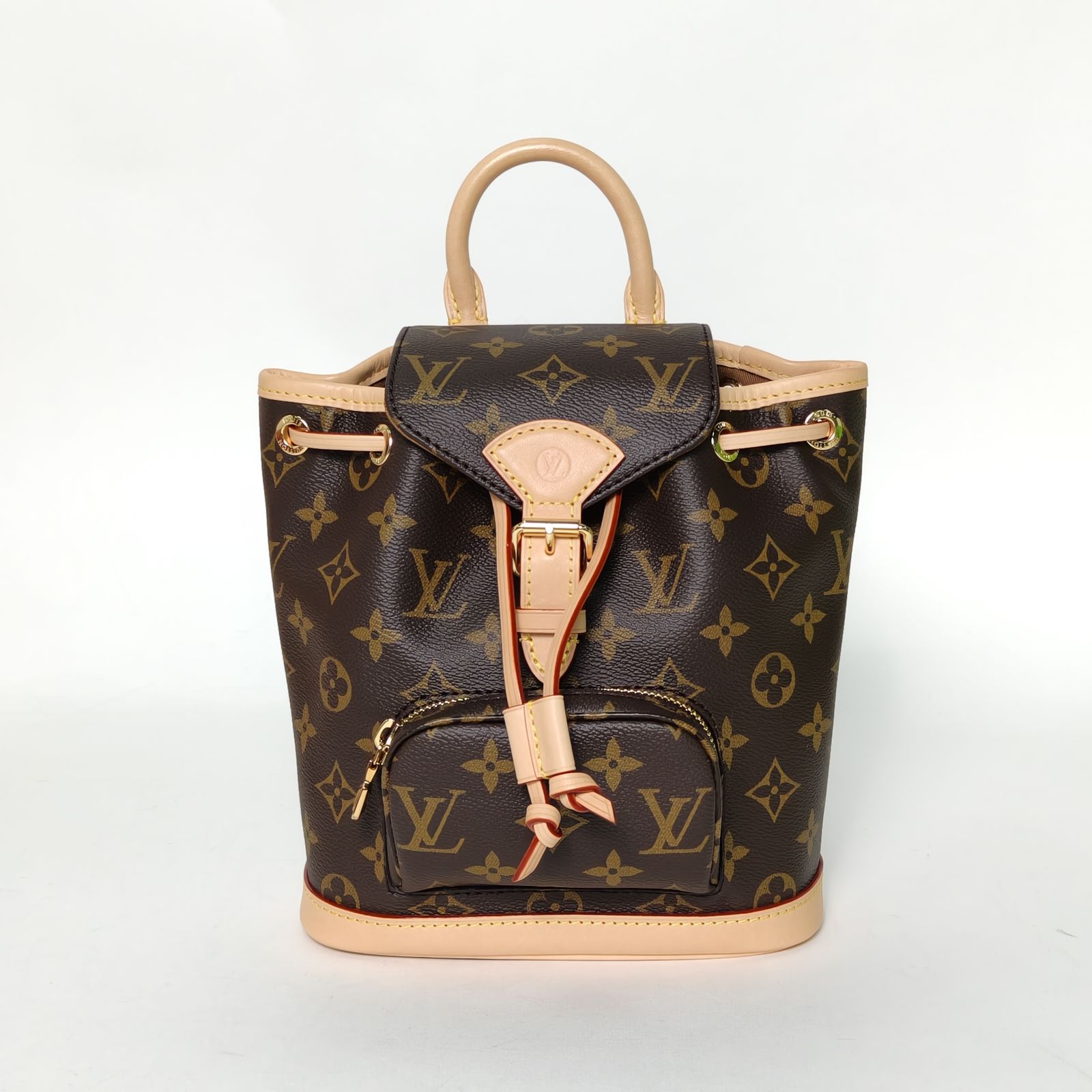 99新 LouisVuitton/路易威登 【黑黑】PM 双肩包 mini 24 老花