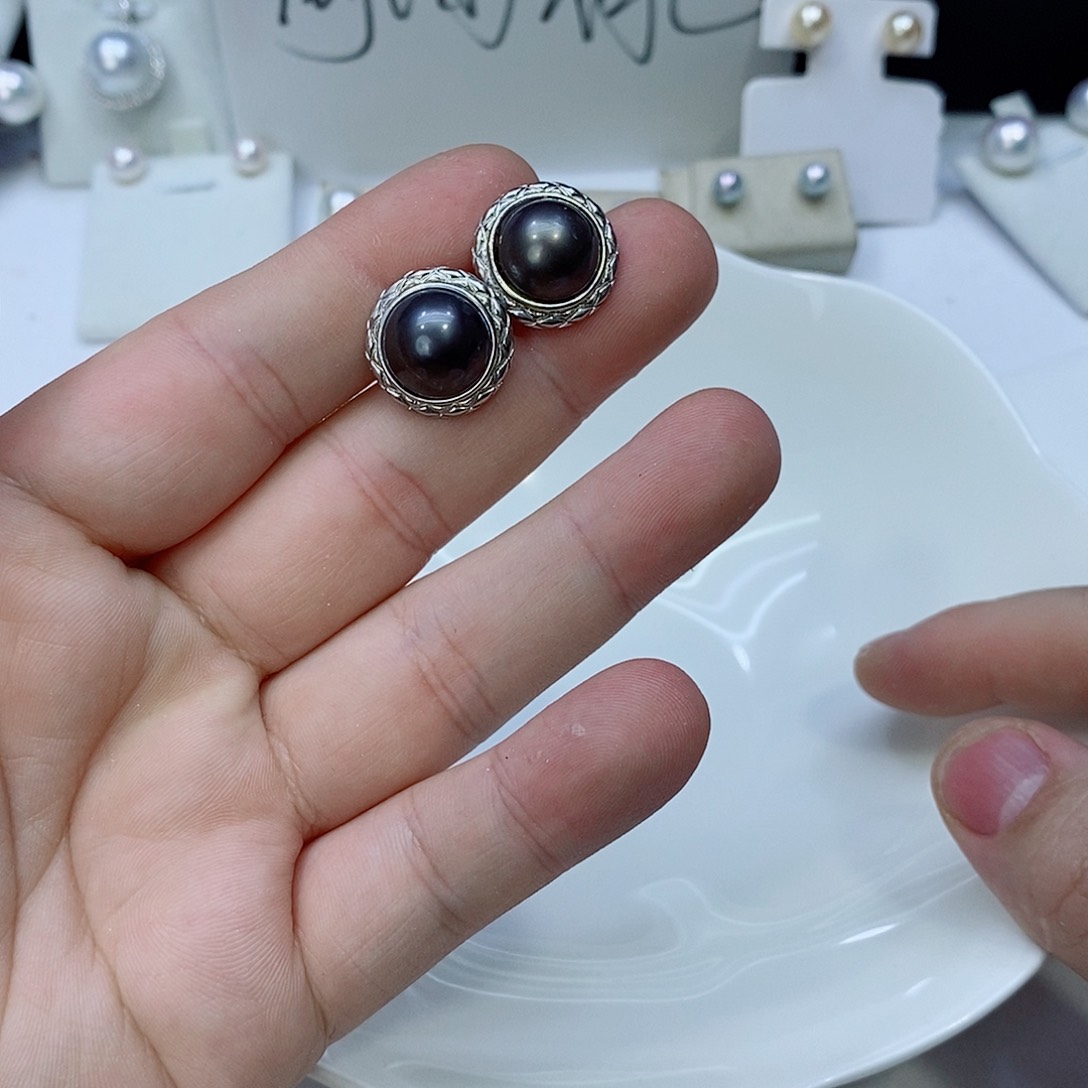 拼合珍珠（马贝珠）耳饰银S925镶嵌