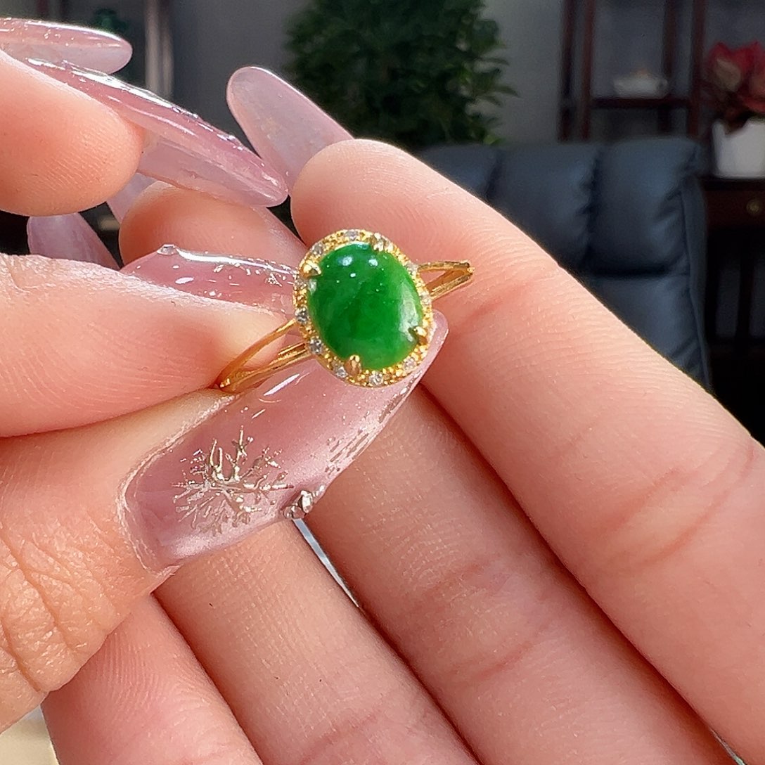 翡翠戒指银S925镶嵌有纹介意勿拍47