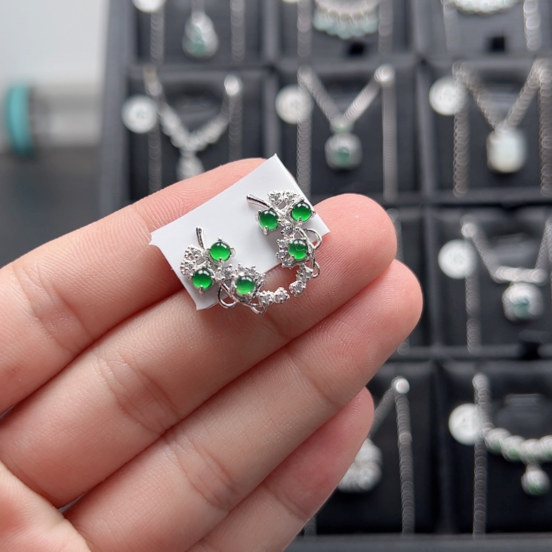 翡翠手链银S925镶嵌爱****宝天然翡翠A货