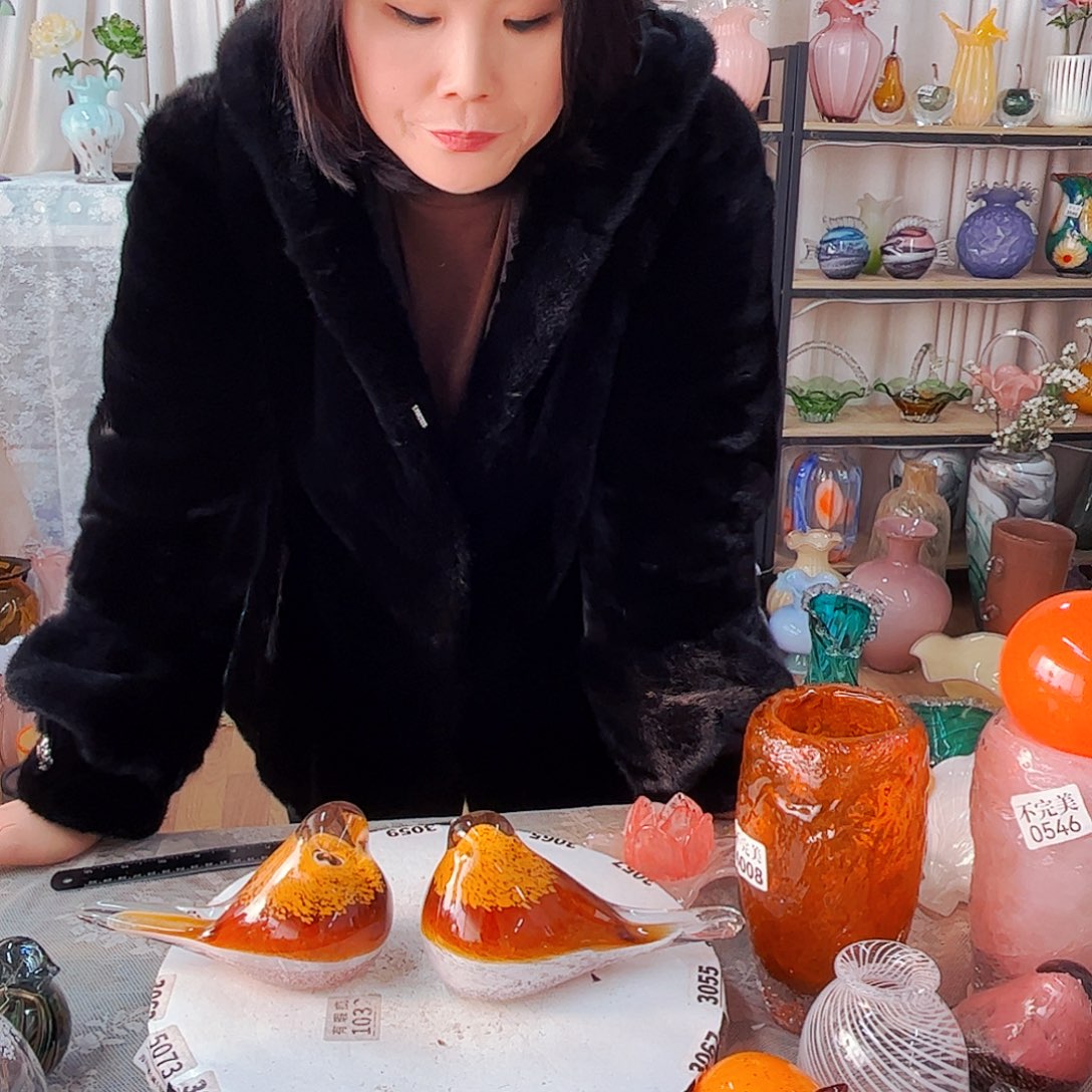 一对大大鸟家悦琉璃工艺品福利