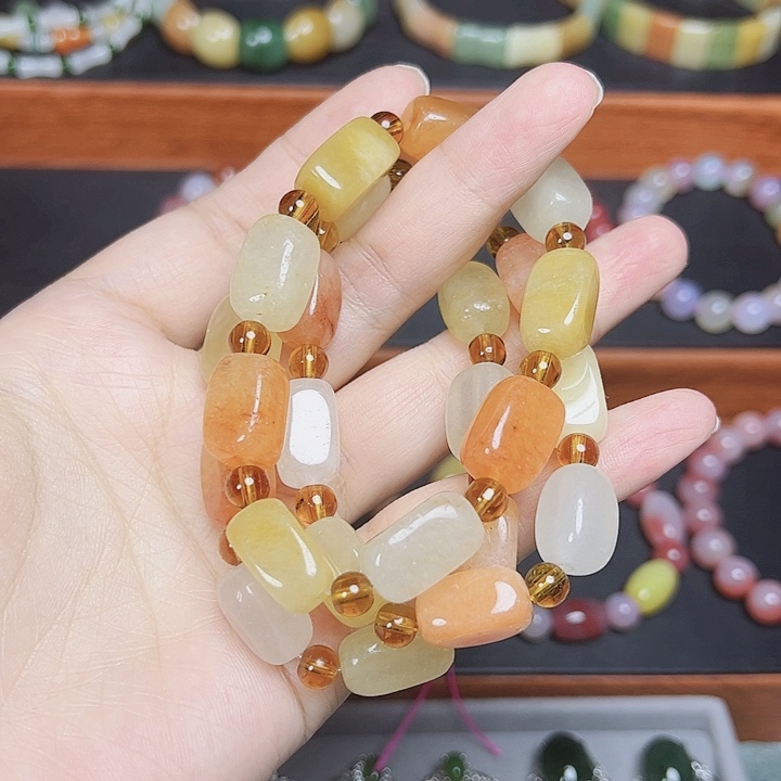 合金手链石英质玉金丝玉方糖手串多样性 拍一发一