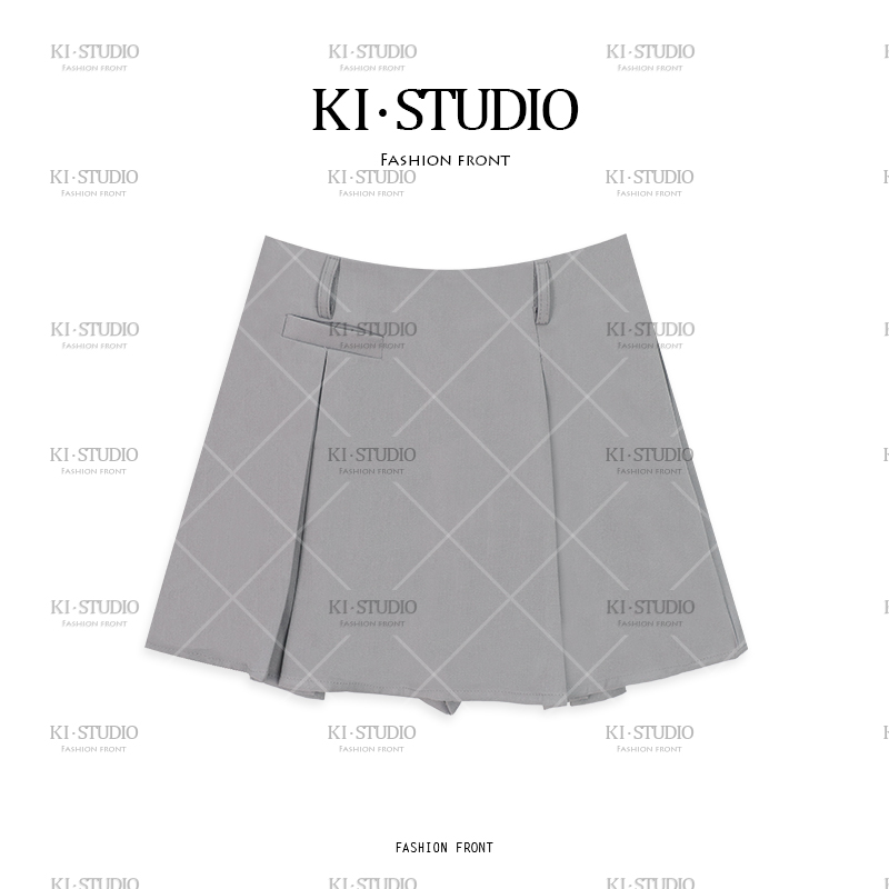 高腰简约半身裙欧美风防走光短裙显瘦A字短裙日系KI-1976