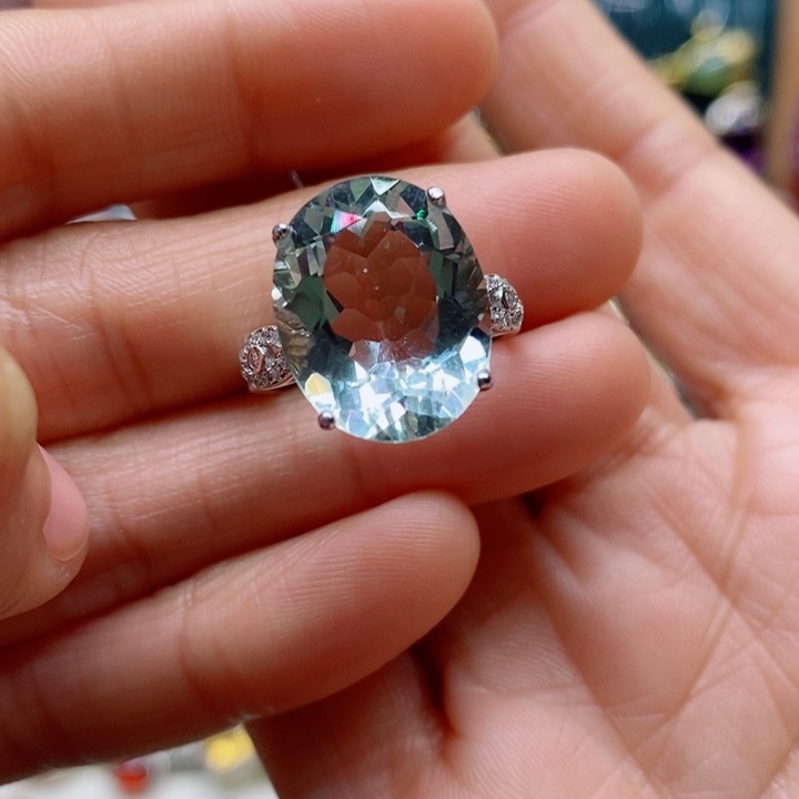 银S925镶嵌戒指水晶M***?天然水晶戒指