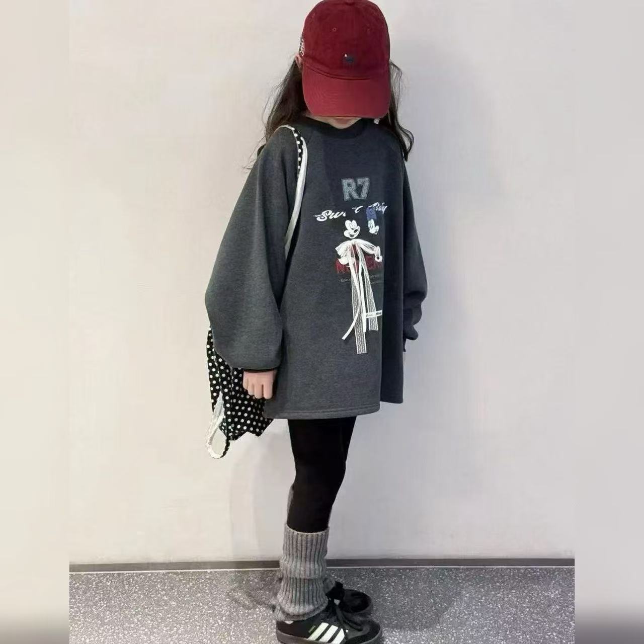 【2025秋冬韩款】儿童卫衣加绒卡通印花立体蝴蝶结卫衣X1357