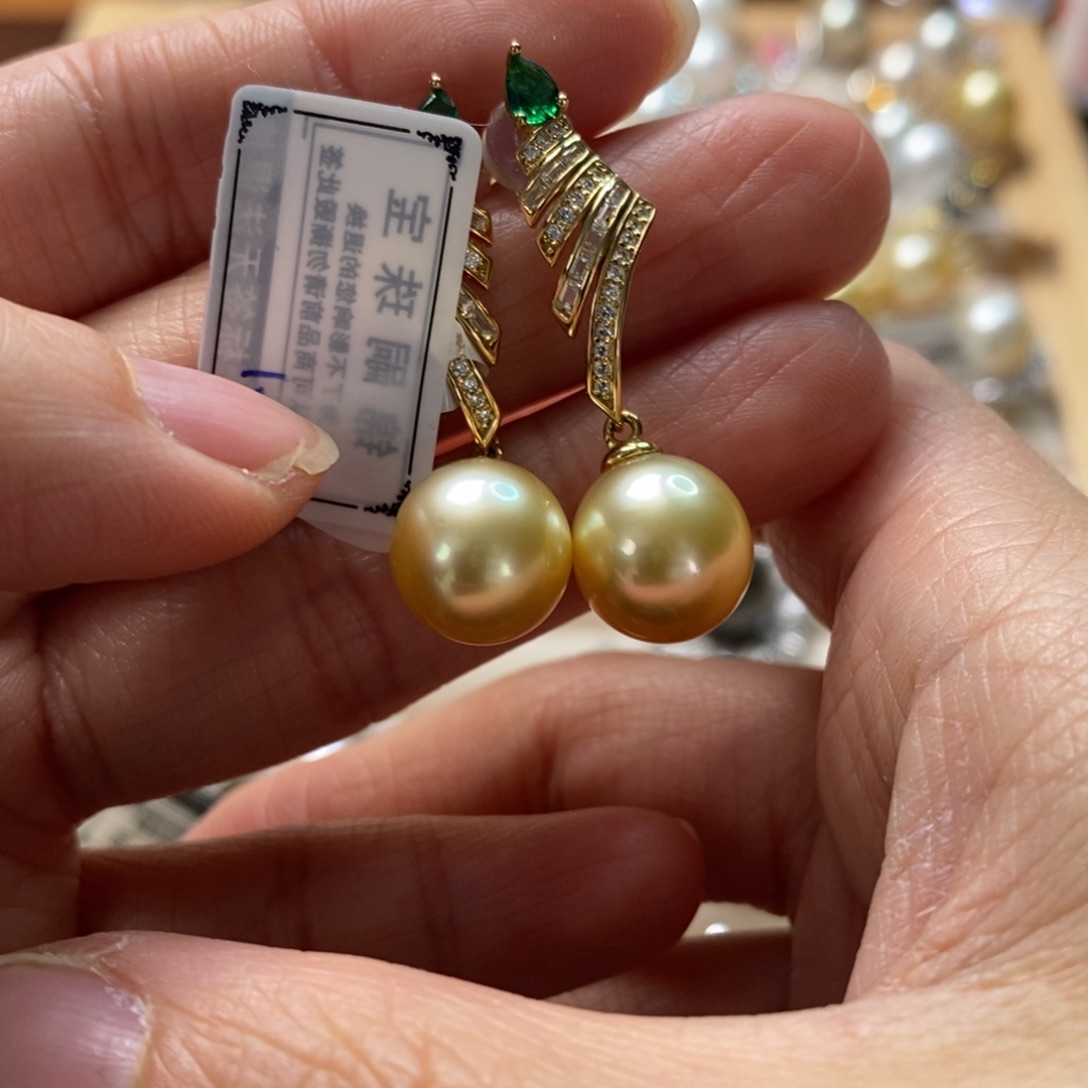 海水珍珠耳饰银S925镶嵌