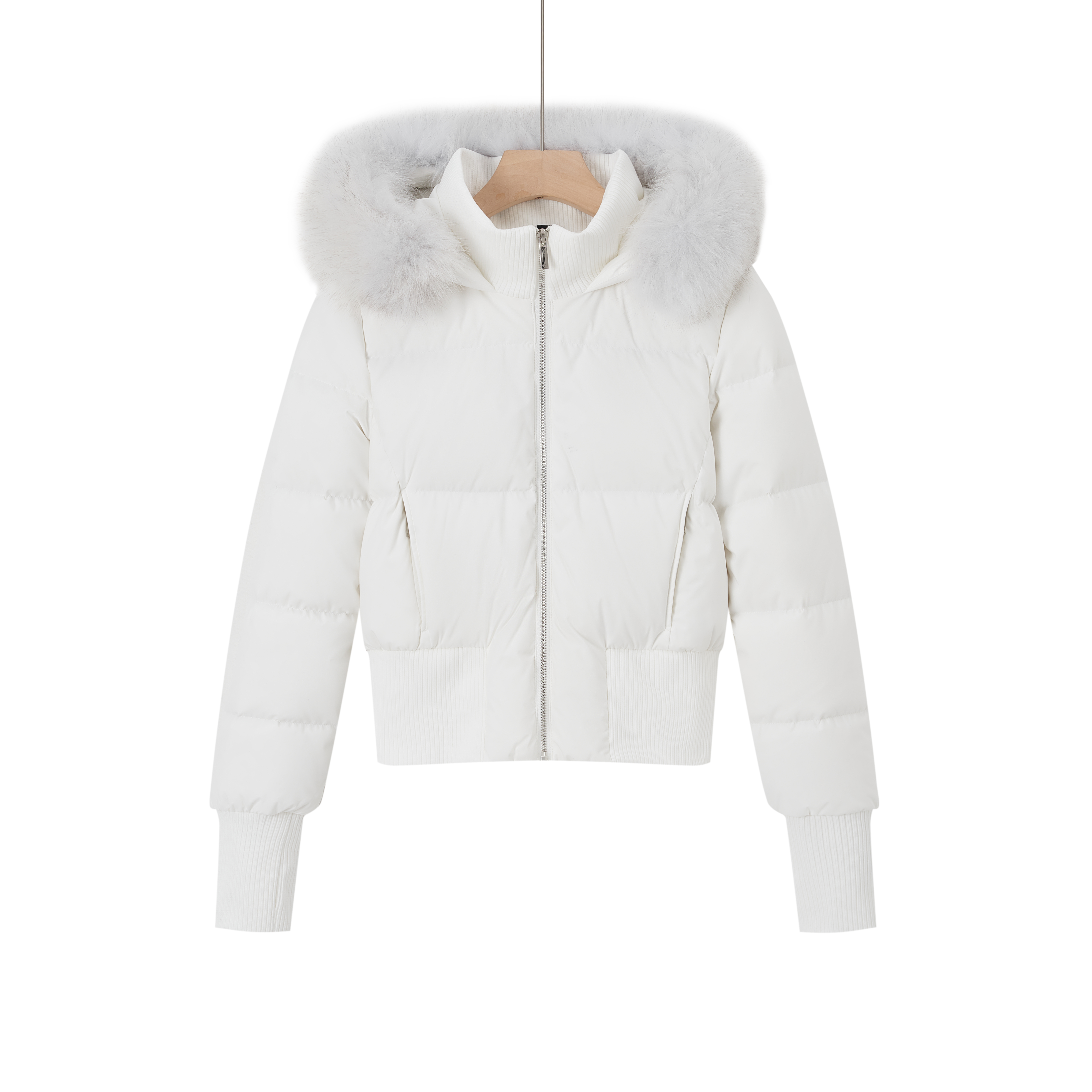 “高品质90白鹅绒芬兰雪境”毛领连帽显瘦羽绒服外套女