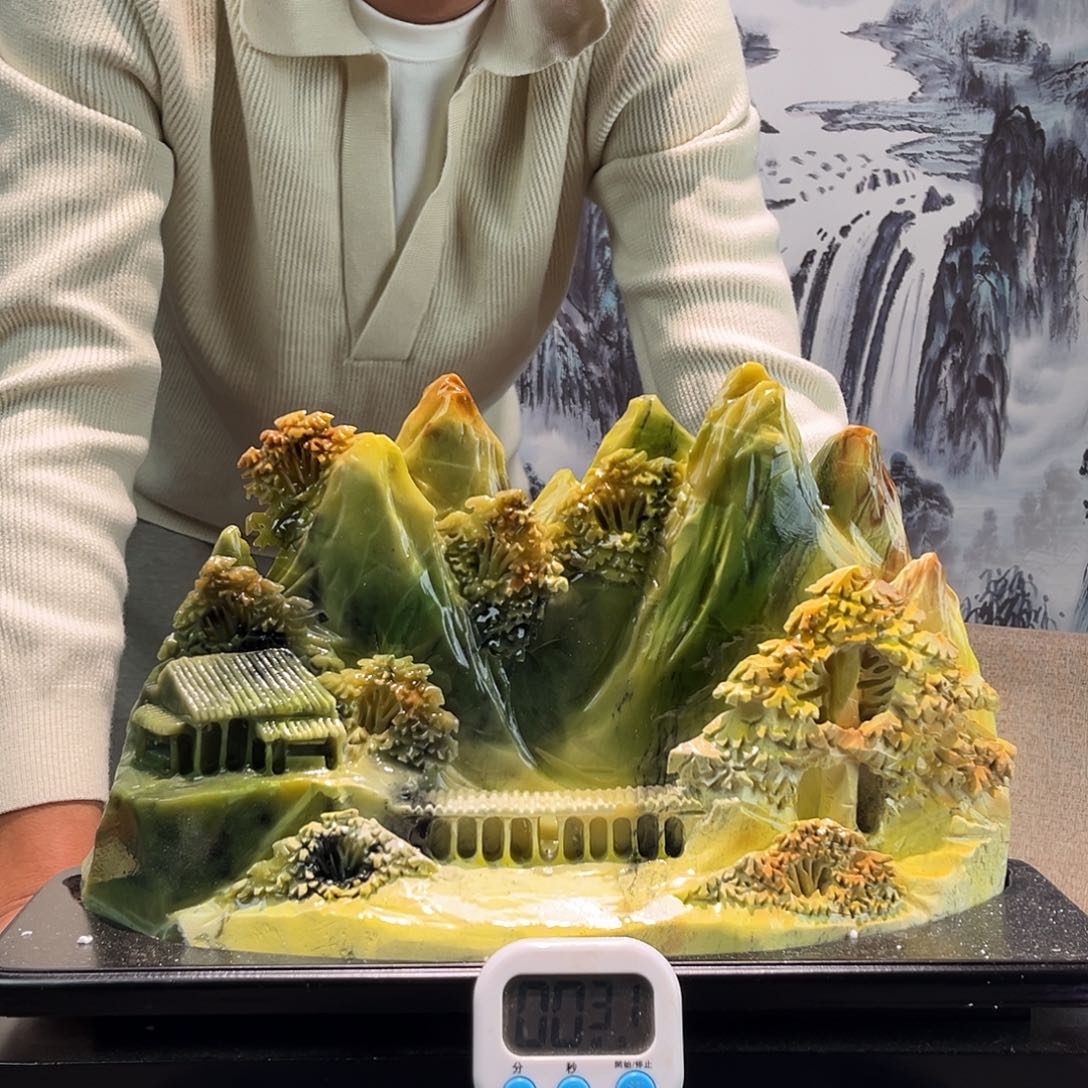 双***宝玉玉摆件多色带底座