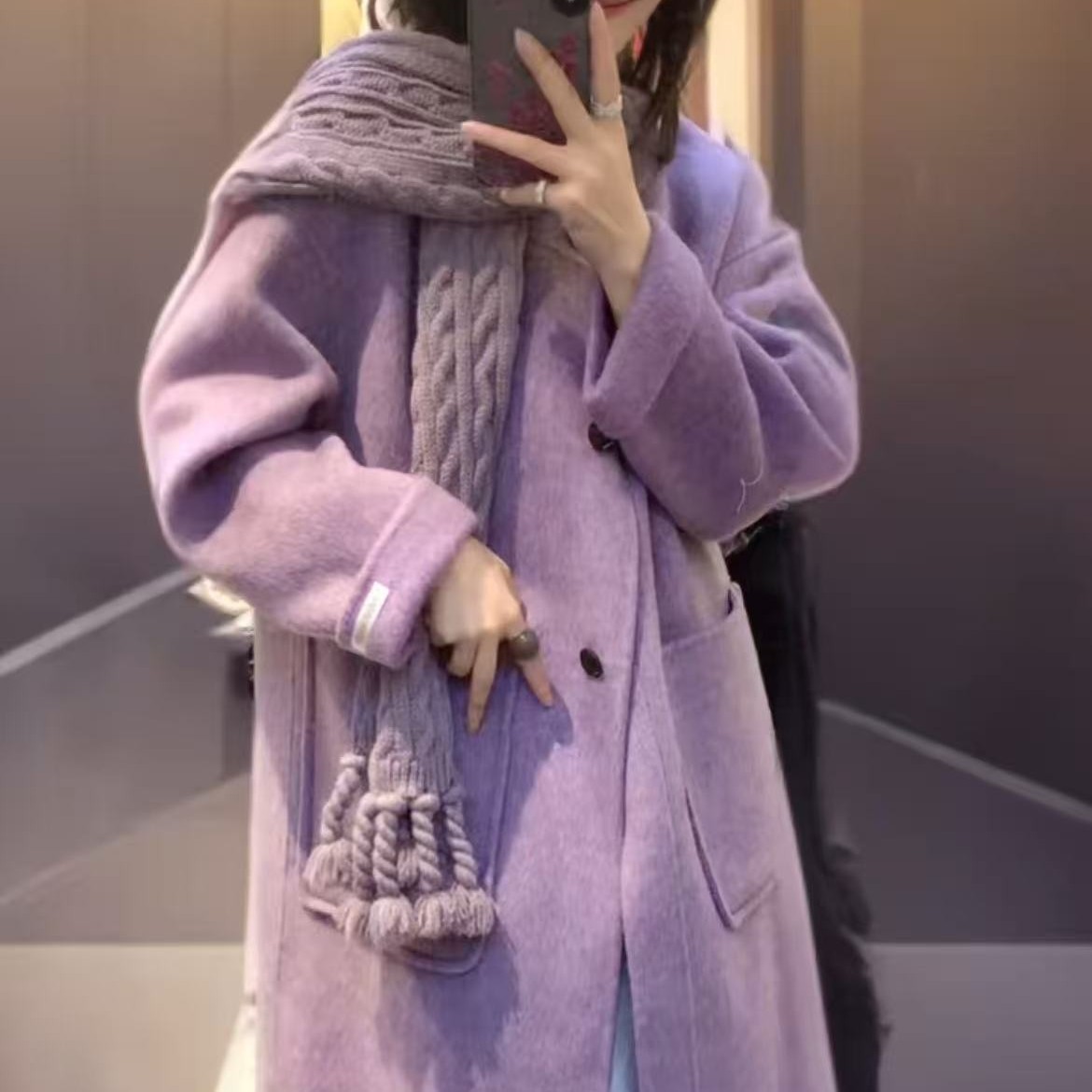高端双面羊绒大衣女长款2025秋冬新款小个子气质圆领盘扣毛呢外套