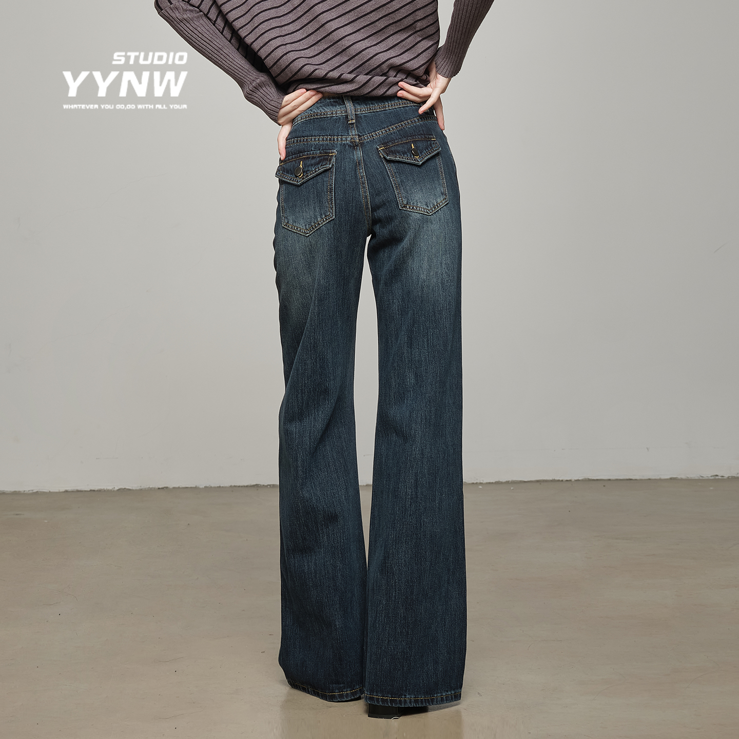 加绒加厚不贴腿高腰微喇叭牛仔裤女2025新款美式复古显瘦拖地裤子