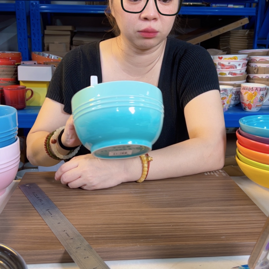 陶瓷轻虹青羽色面碗