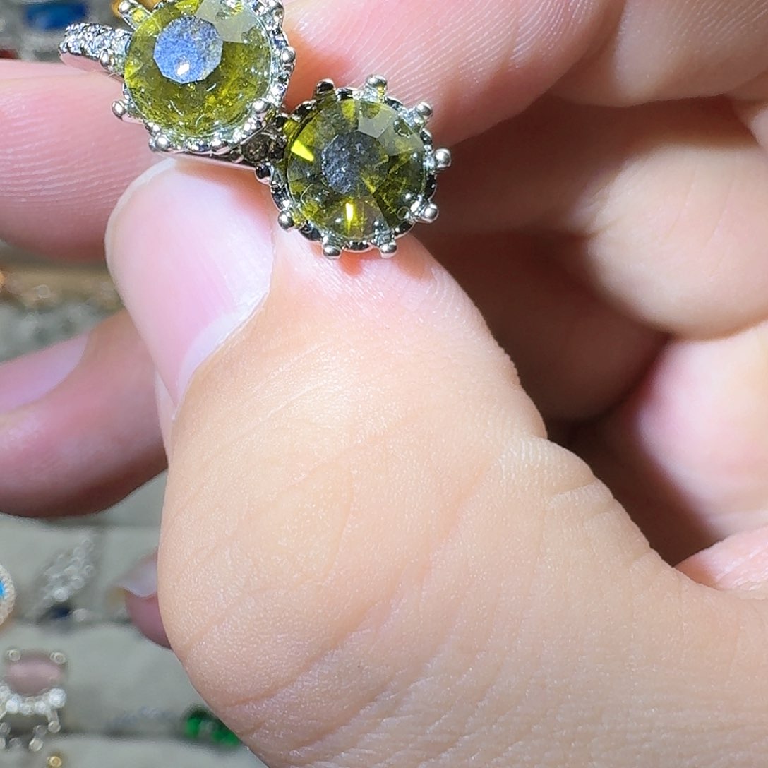 绿水晶戒指银S925镶嵌