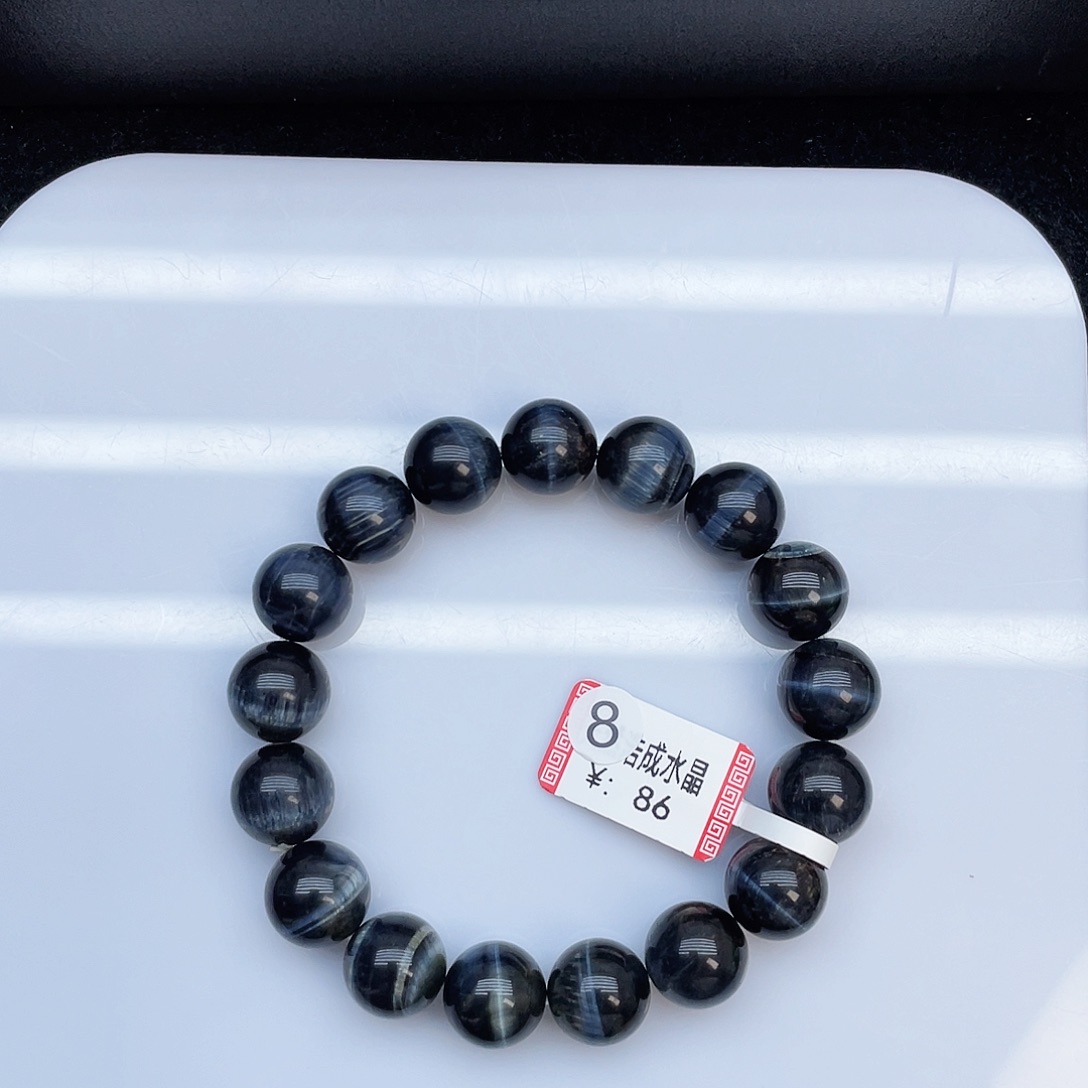 水晶手链未镶嵌蓝虎眼12mm+