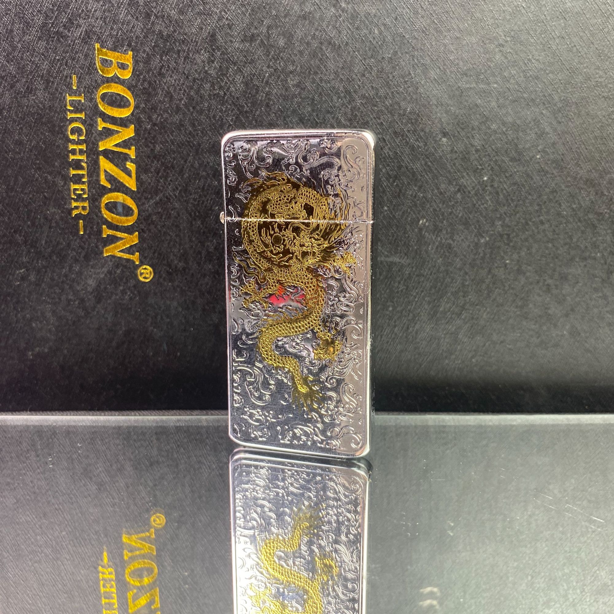佐罗超薄创意双色唐草龙个性防风耐用老式砂轮防风煤油打火机