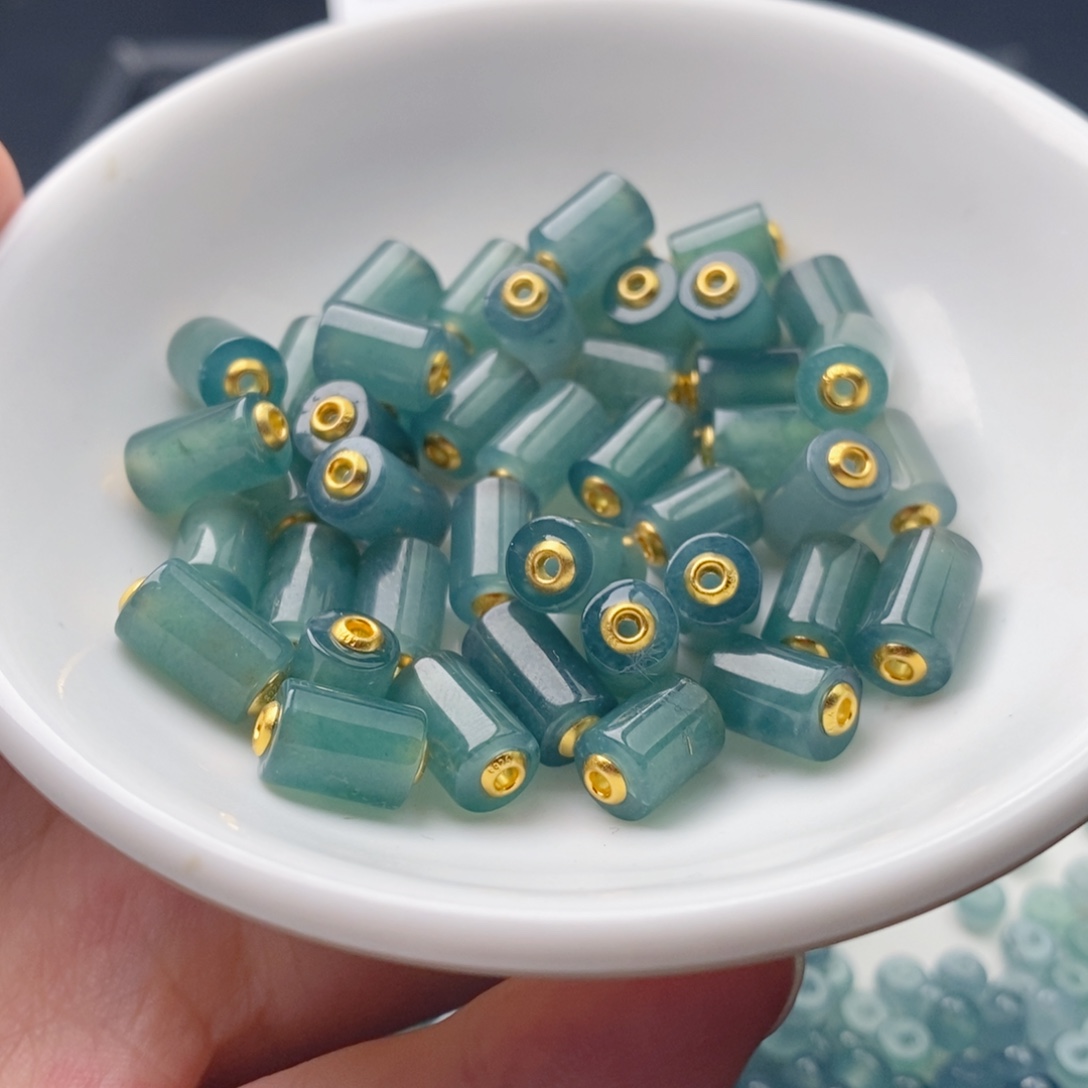 翡翠银S925镀金镶嵌手链配饰