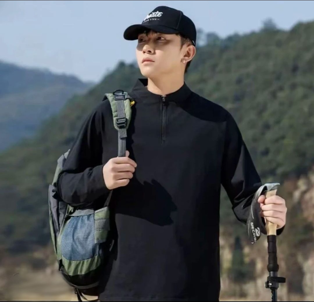 秋冬季新款半拉链加绒T恤