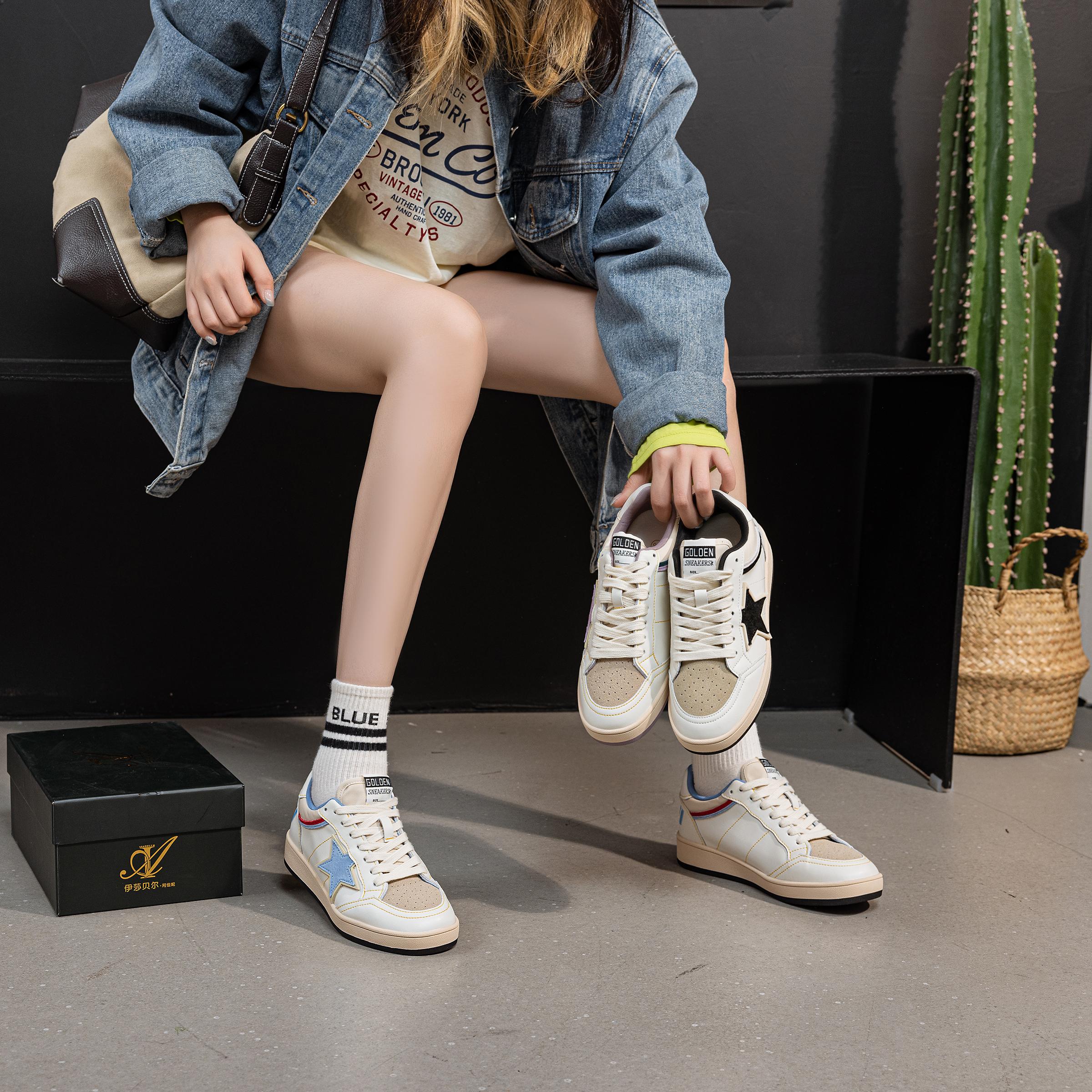 法国 伊莎贝尔阿佳妮 新款时尚百搭男女同款增高星星板鞋