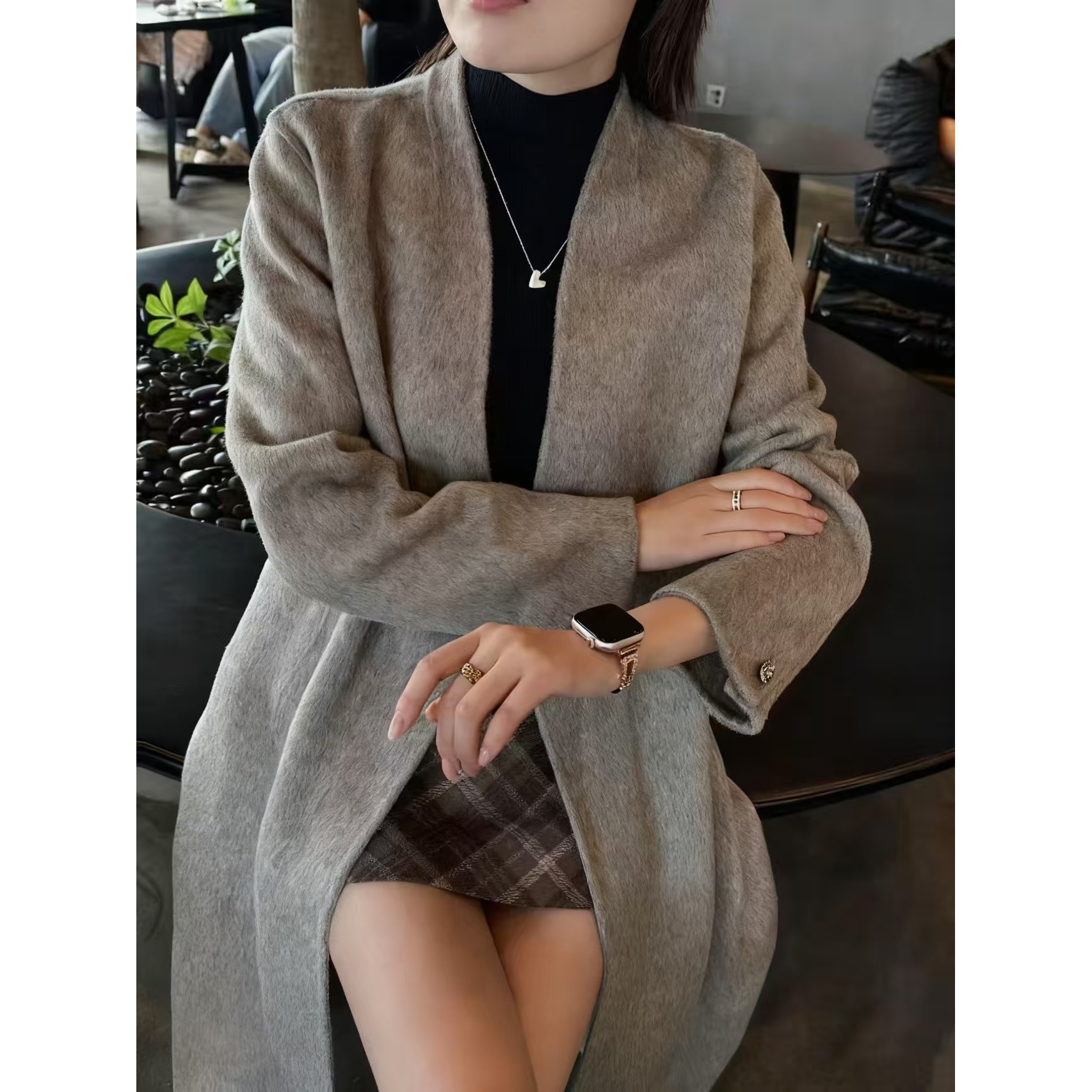 【201-400】法式极简风长袖羊毛大衣外套百搭简约大衣网红秋冬