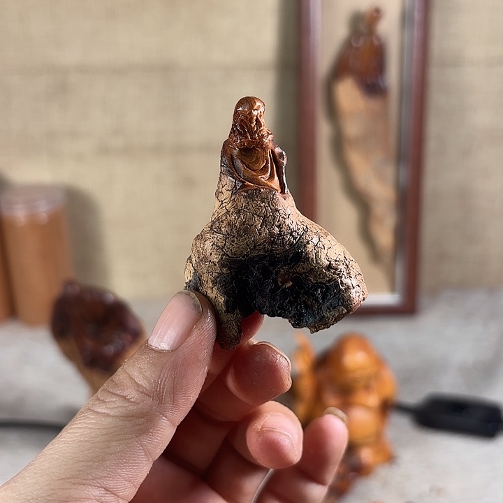 钓***石崖柏崖柏雕刻达摩