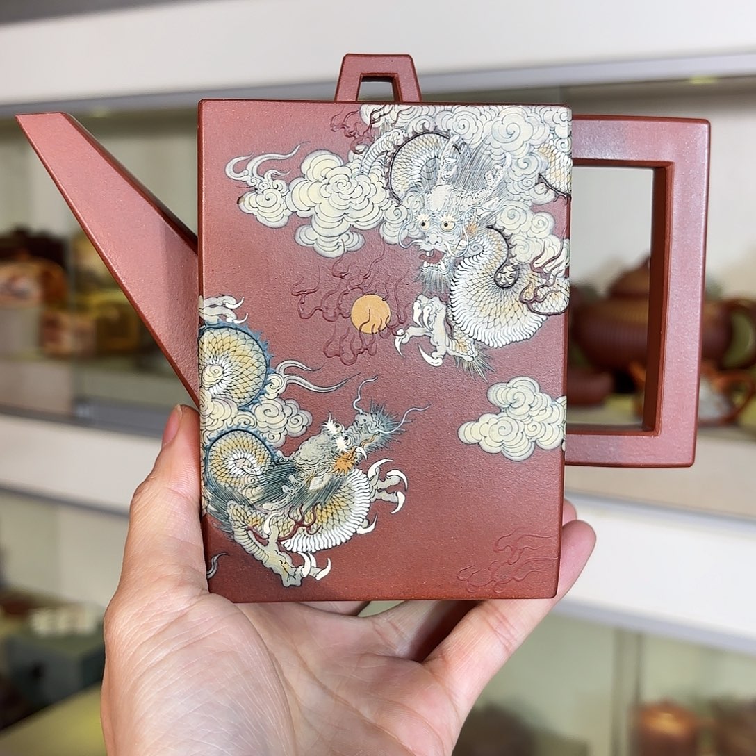 独***j紫砂茶壶研究沈更轶制壶李金强泥绘