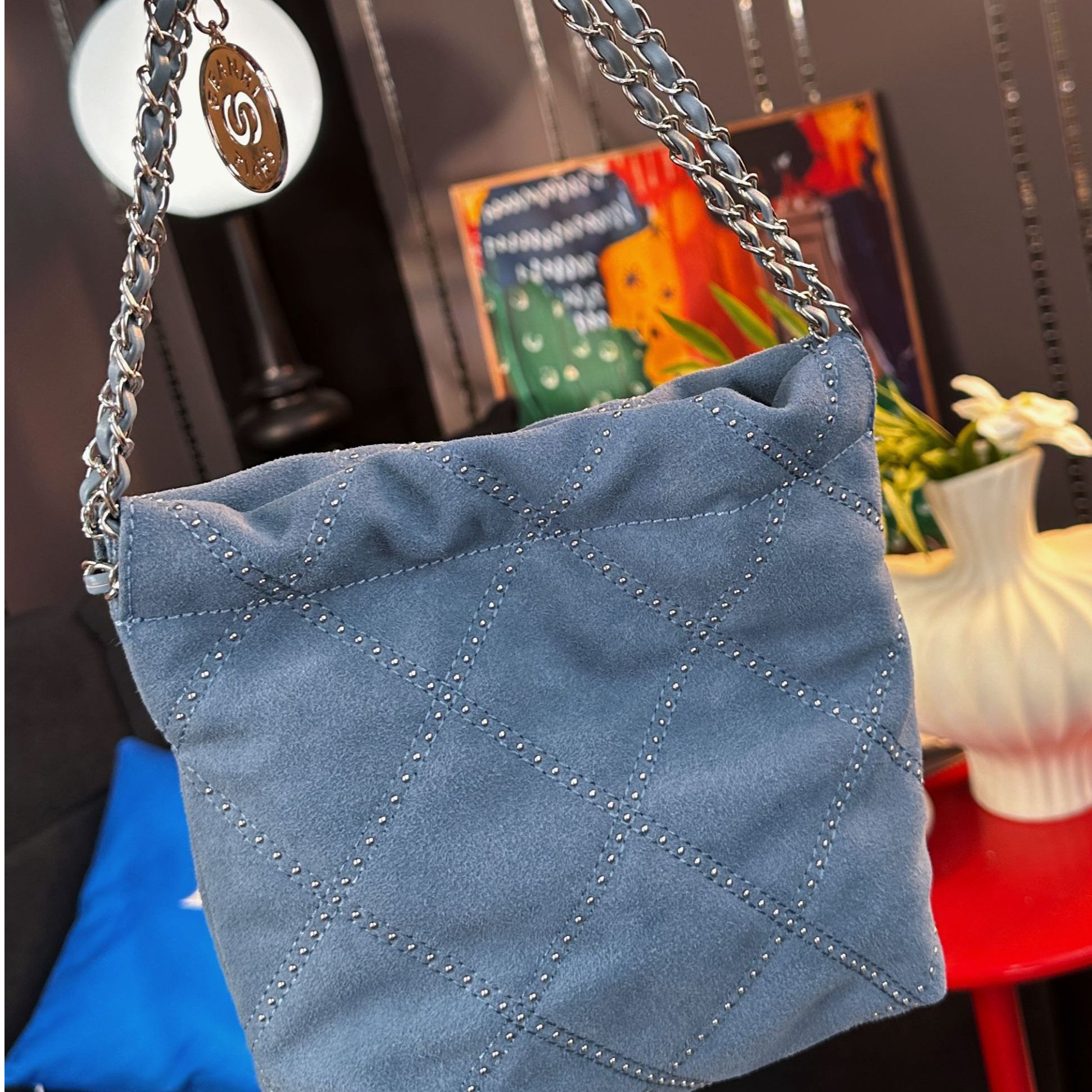 卡尔 蔻斯时尚百搭链条单肩水桶包CK251112H蓝色