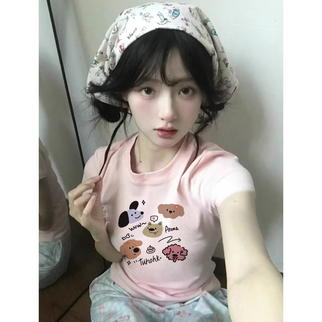 新款设计感夏季圆领正肩短袖T恤2025显瘦辣妹气质收腰纯欲风上衣