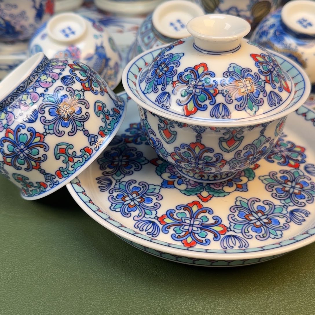 彦祖纯手绘手工茶具三件套