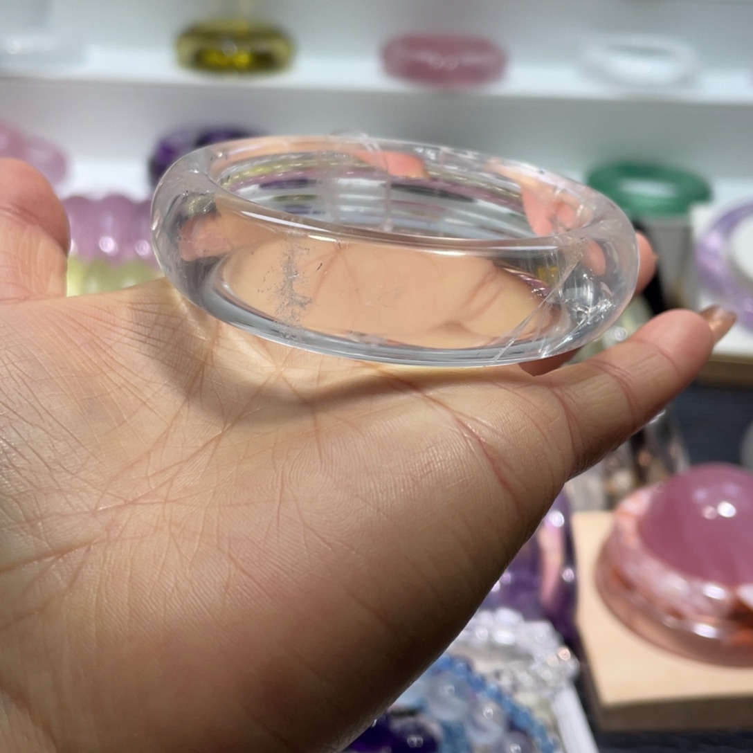 水晶手镯56圈口10号未镶嵌