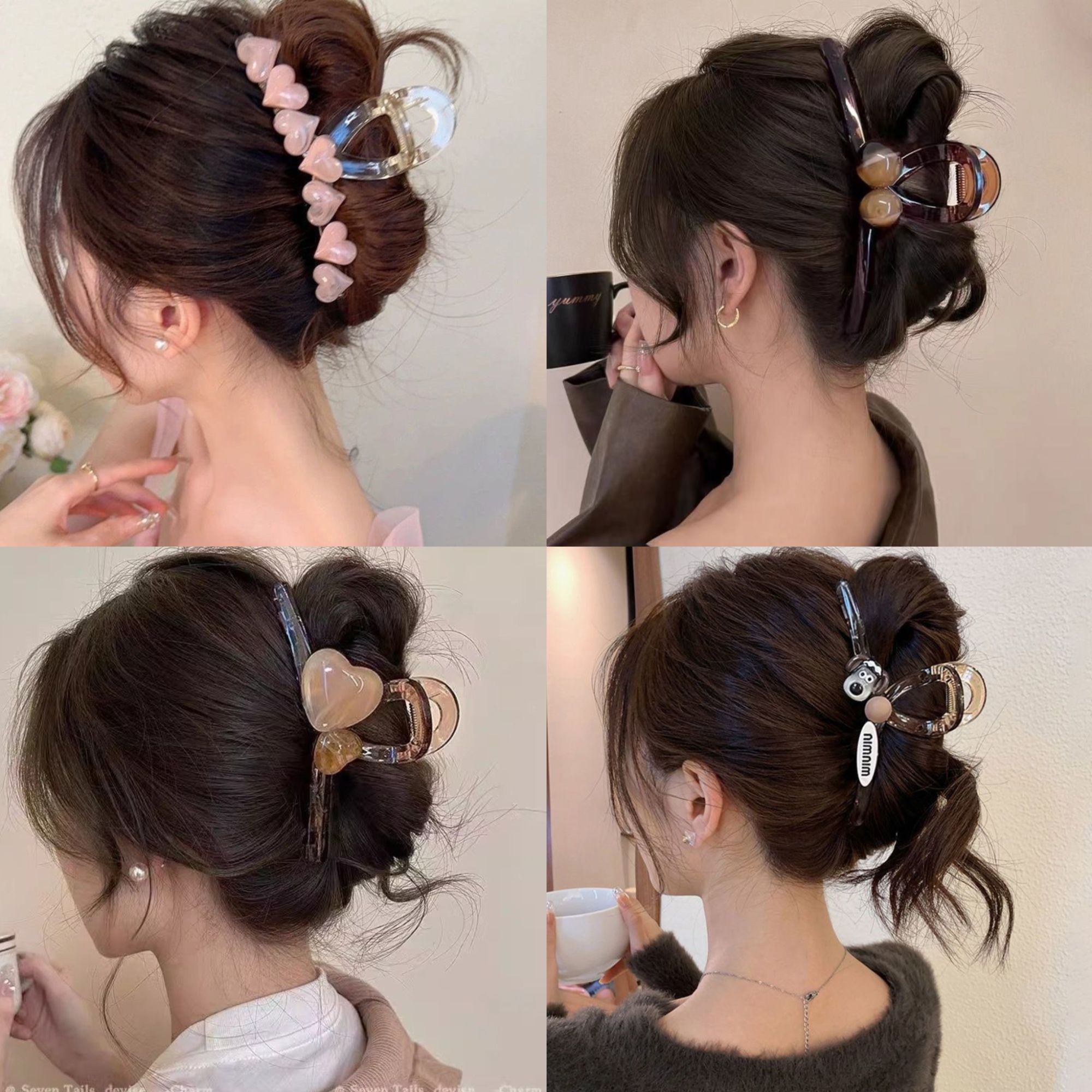 果冻色气质女抓夹优雅简约发饰卡通风发夹鲨鱼夹时尚爱心夹子发饰