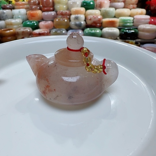 石英质玉茶壶手把件未镶嵌依**嗷