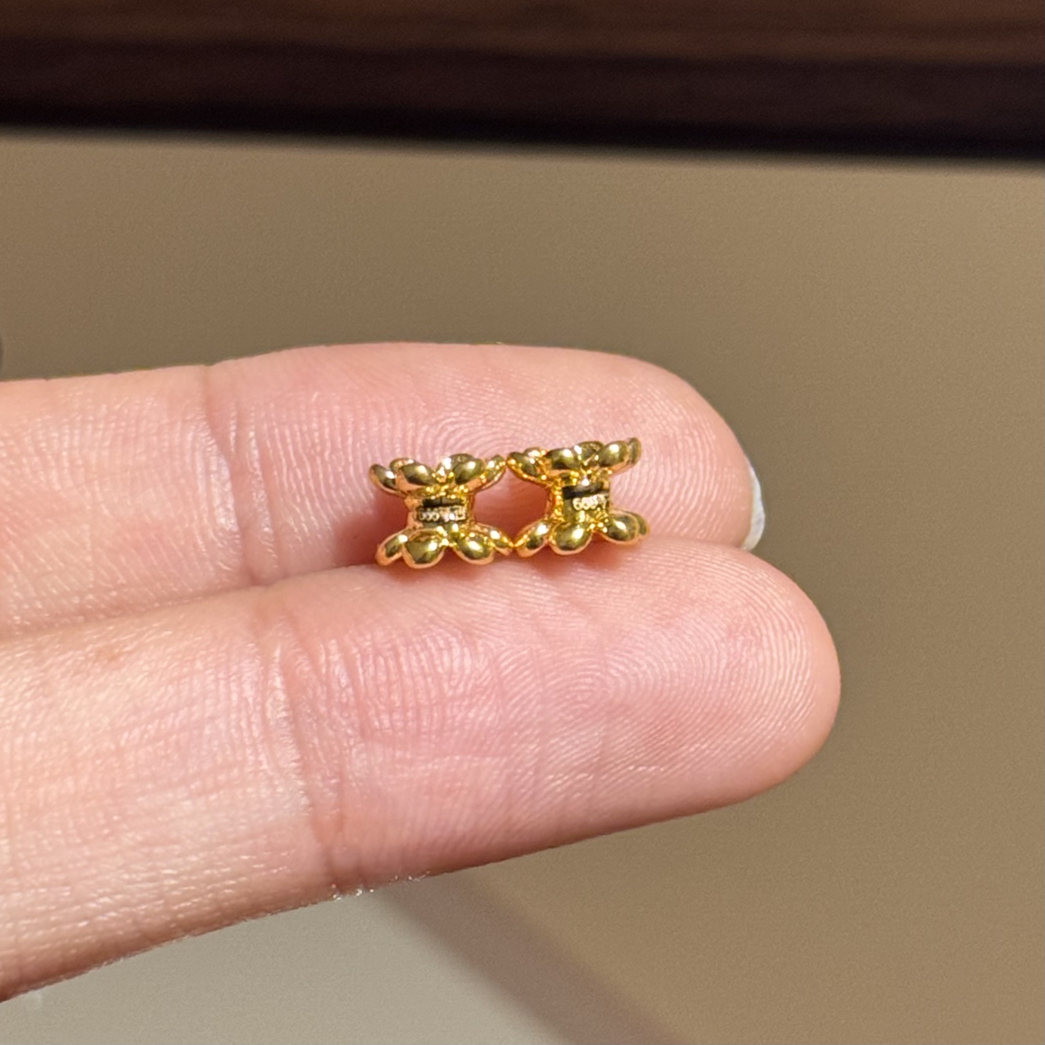 贝贝黄金 足金999 光面藤蔓花丝隔珠 2只 素金 中穿 5D工艺 2328