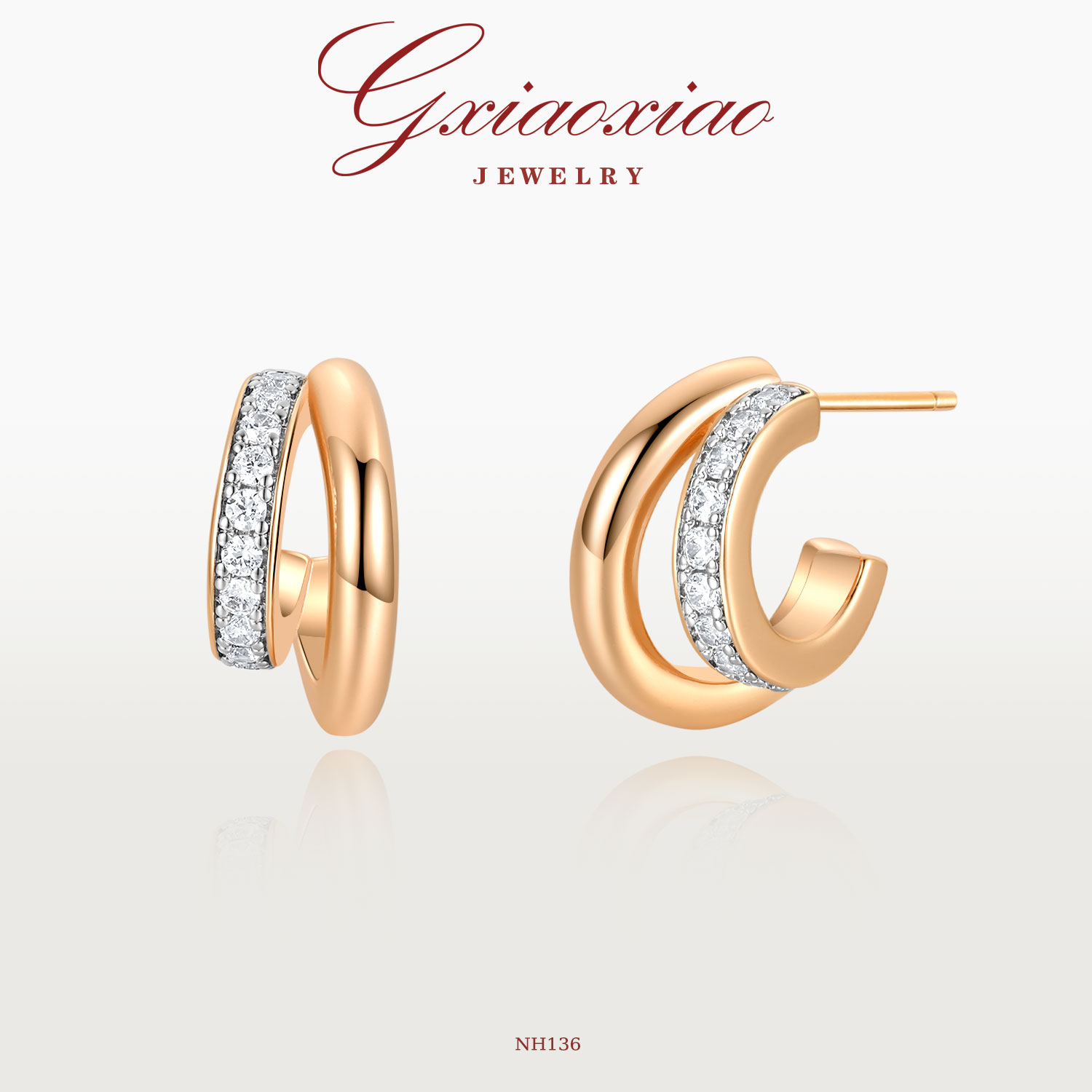 G XIAOXIAO 时尚气质高级感个性百搭双C圈耳环 NH136