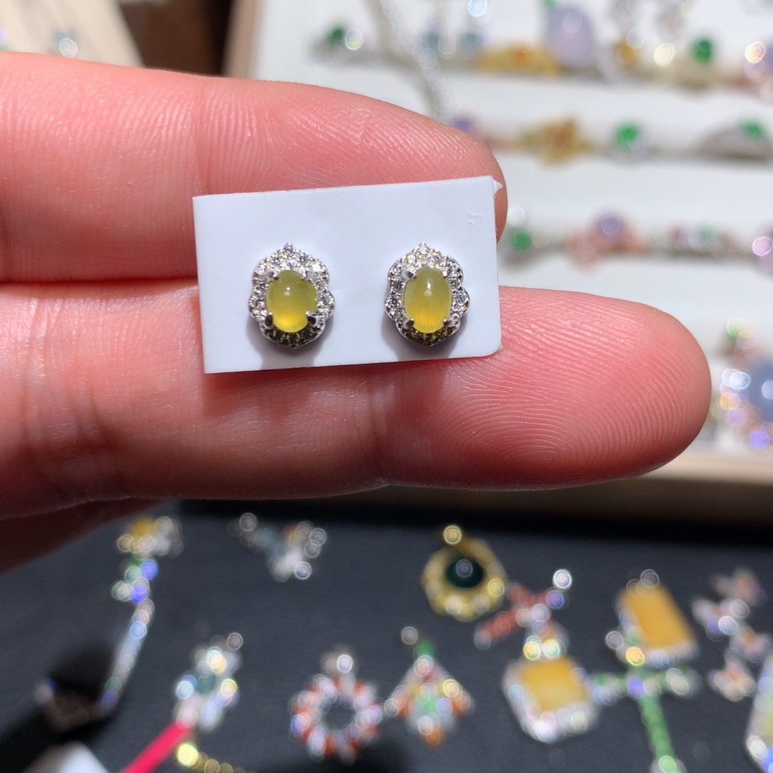 翡翠银S925镶嵌耳饰0004