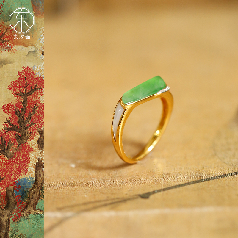 东方俪DOFUNLY【绿春赋】翡翠气质18K金戒指国风古法FCJZ浮岚