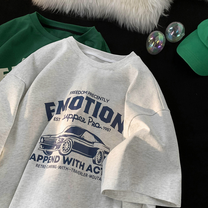 潮牌秋季男装短袖t恤衫男士圆领加肥加大码胖子宽松短袖藏蓝