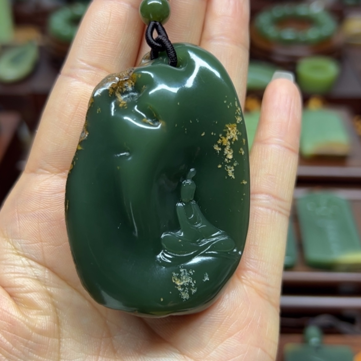 【闪购商品】未镶嵌岫岩河磨玉（透闪石质玉）把件一**风悟道