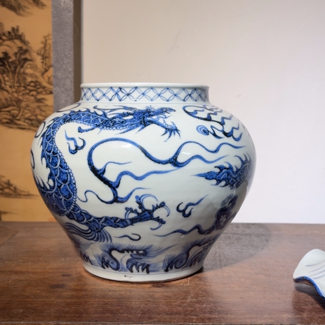 不***菜瓷摆件瓷器工艺品摆件青花荷叶