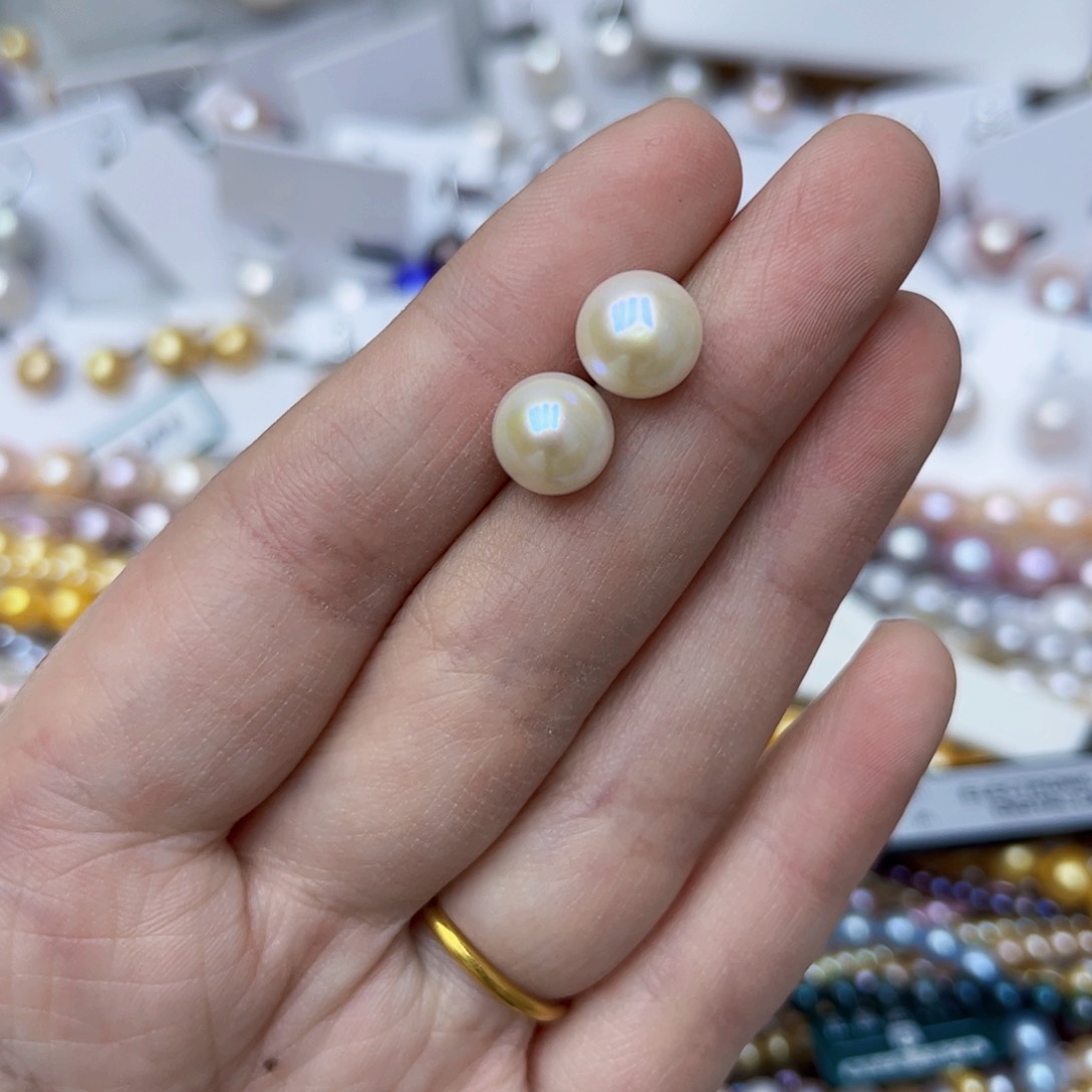 淡水珍珠耳饰银S925镶嵌