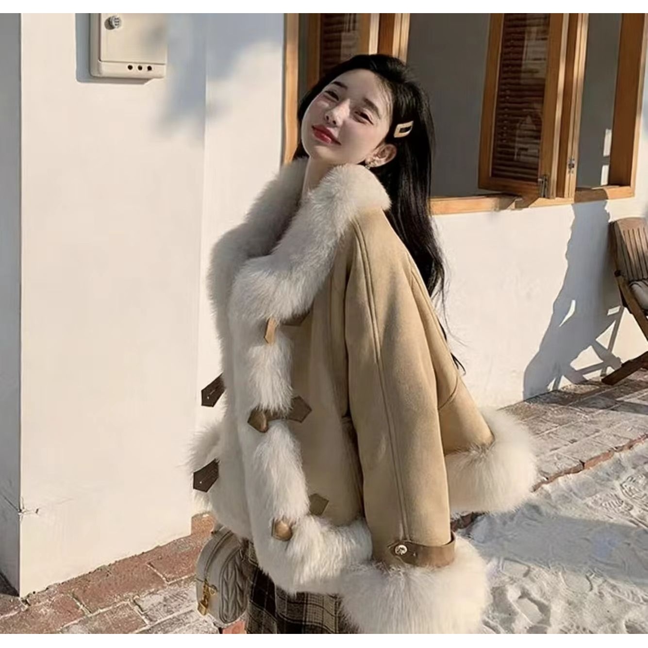 【3821-3830编码】网红时尚加绒保暖白塔韩版春秋冬女装外套