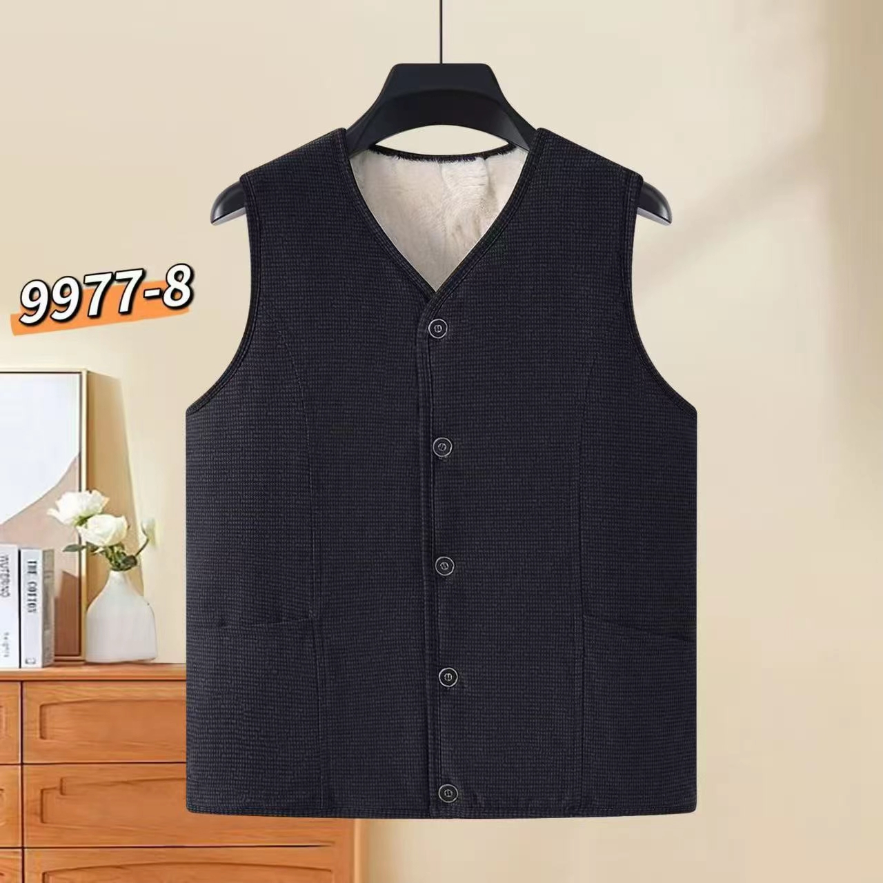 冬季中年男式加厚棉马甲保暖坎肩背心