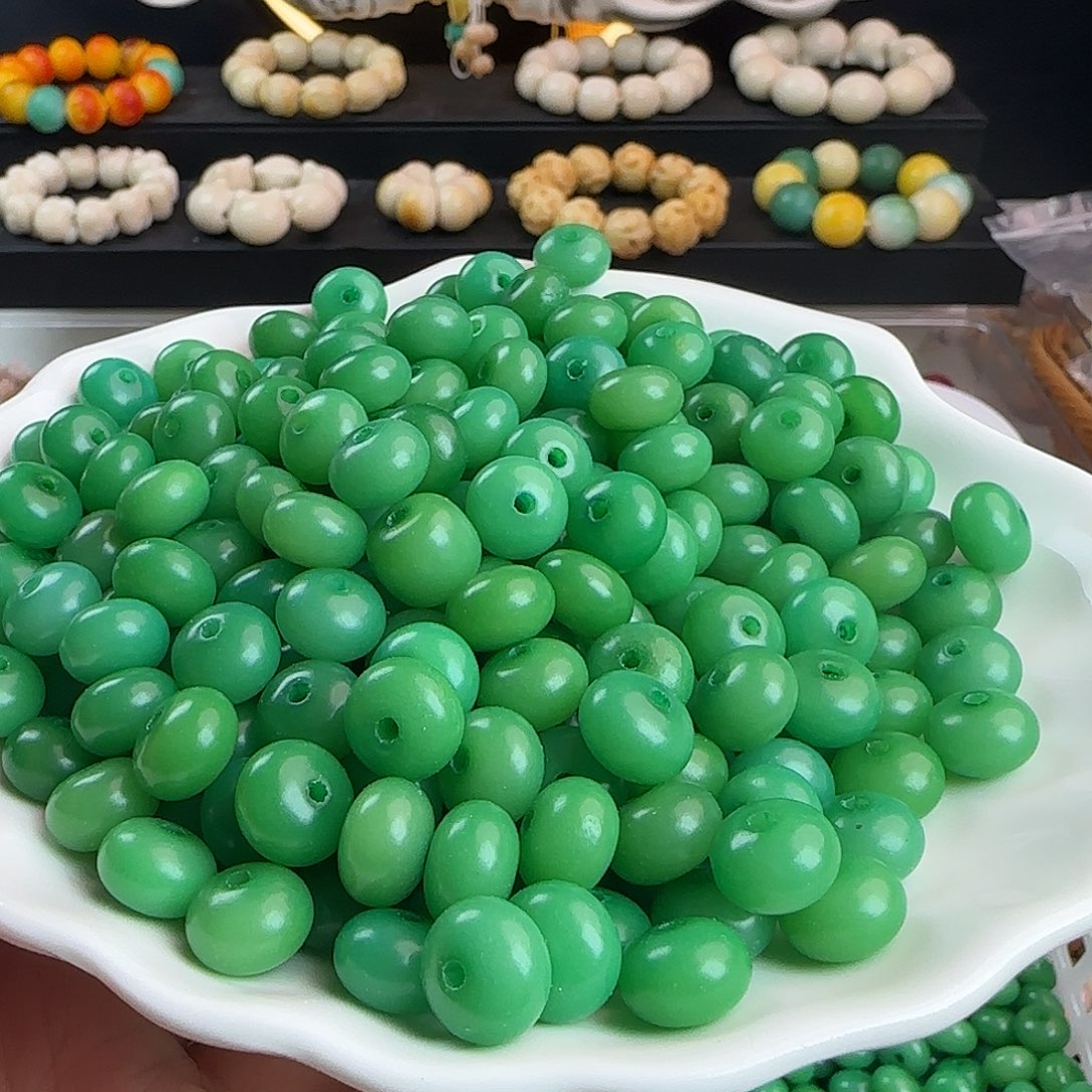 菩提根/象牙果手串微瑕卡11青草绿算盘200卡牌➕100颗