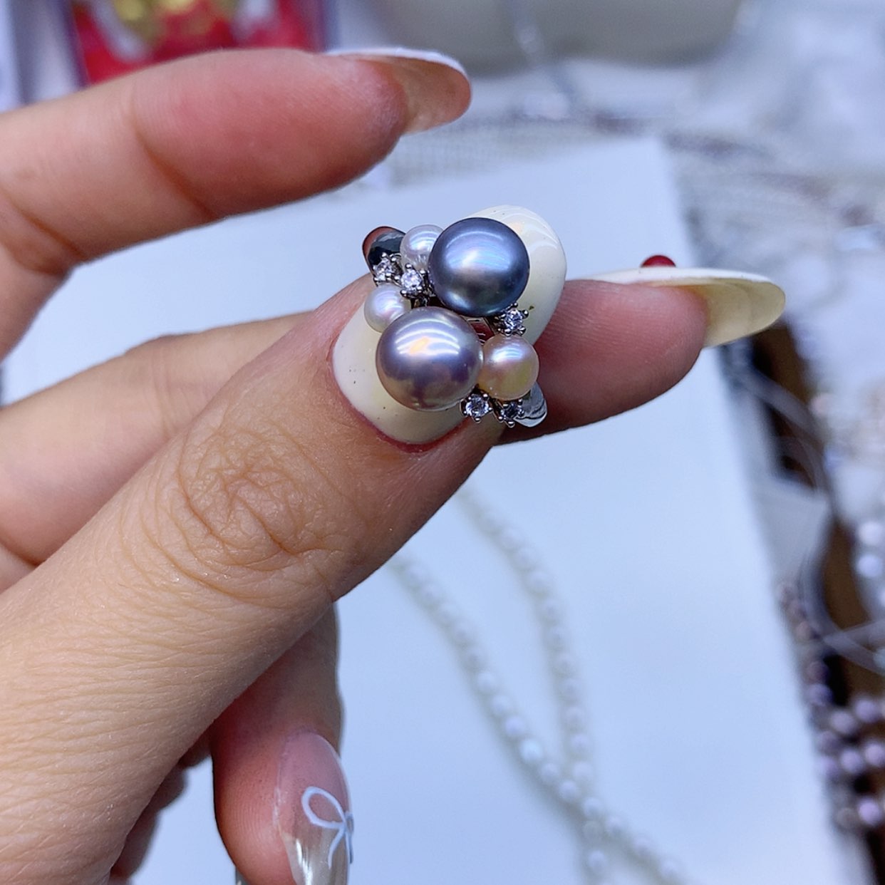 【闪购商品】淡水珍珠戒指银S925镶嵌某*