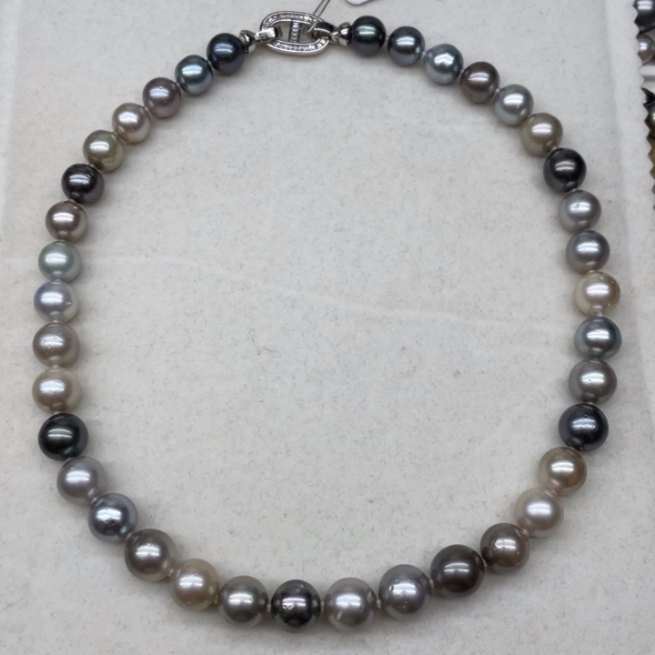 未镶嵌项链海水珍珠混彩大溪地黑10-12
