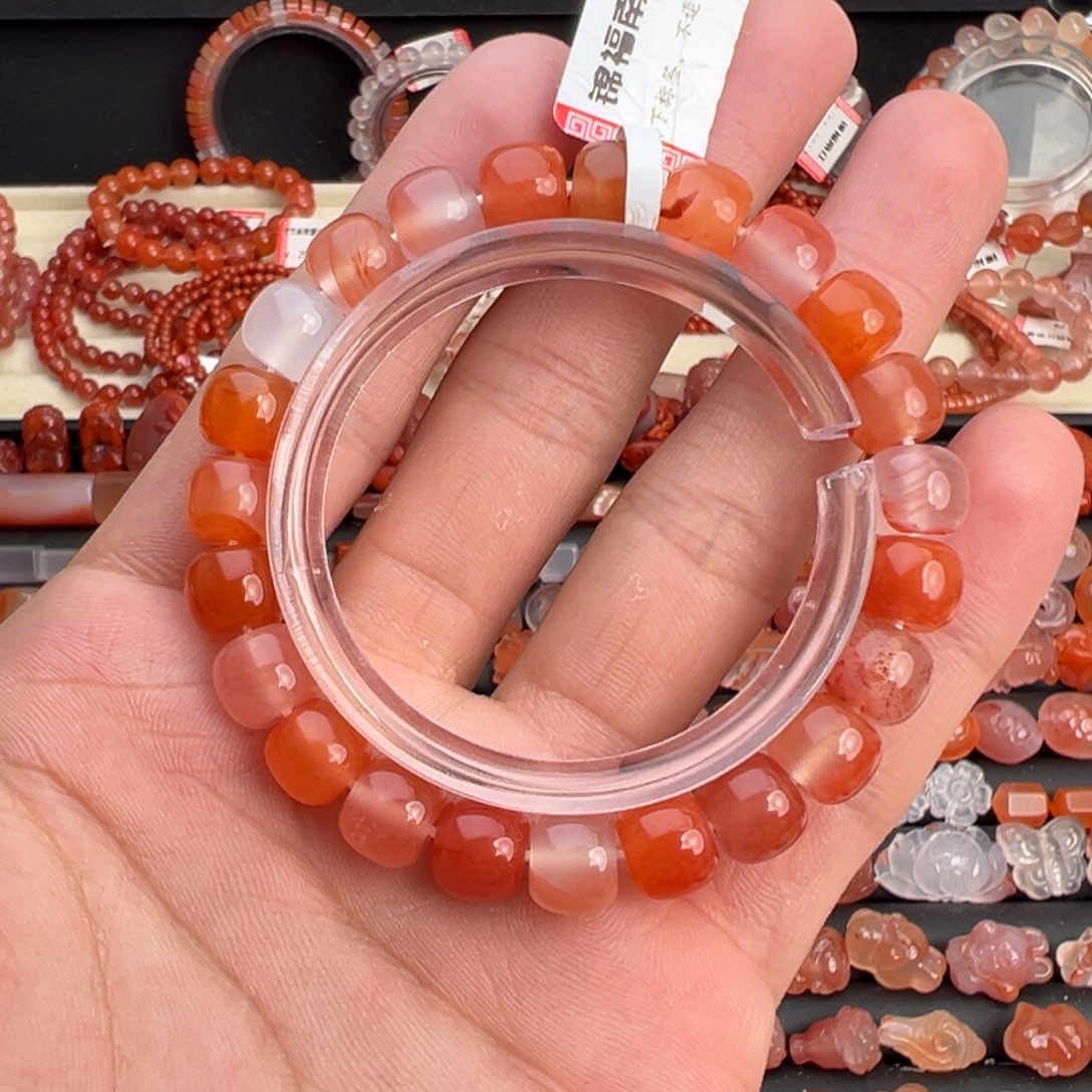 南红玛瑙未镶嵌颈饰糖果色老型单圈8mm+