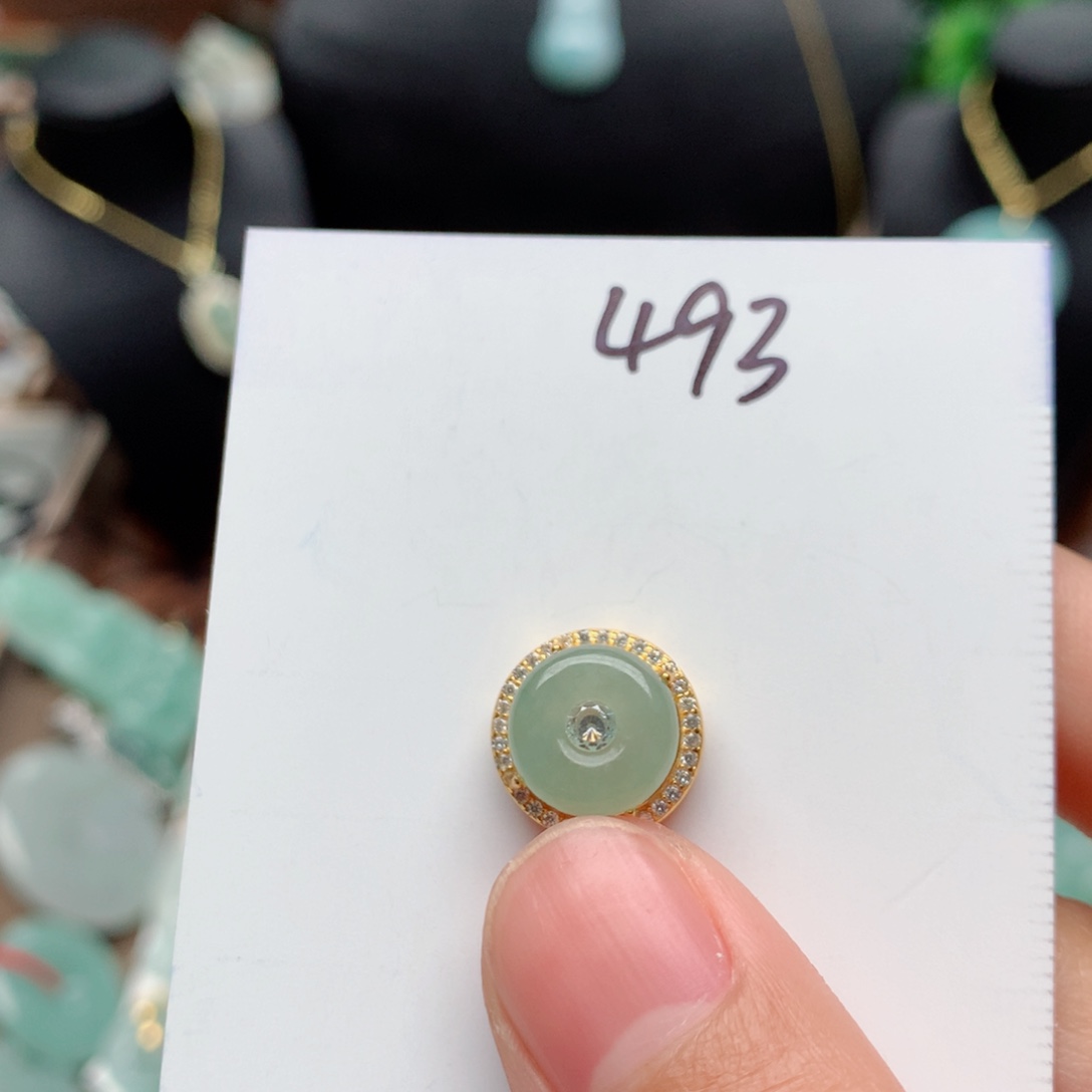 翡翠颈饰银S925镀金镶嵌吊坠