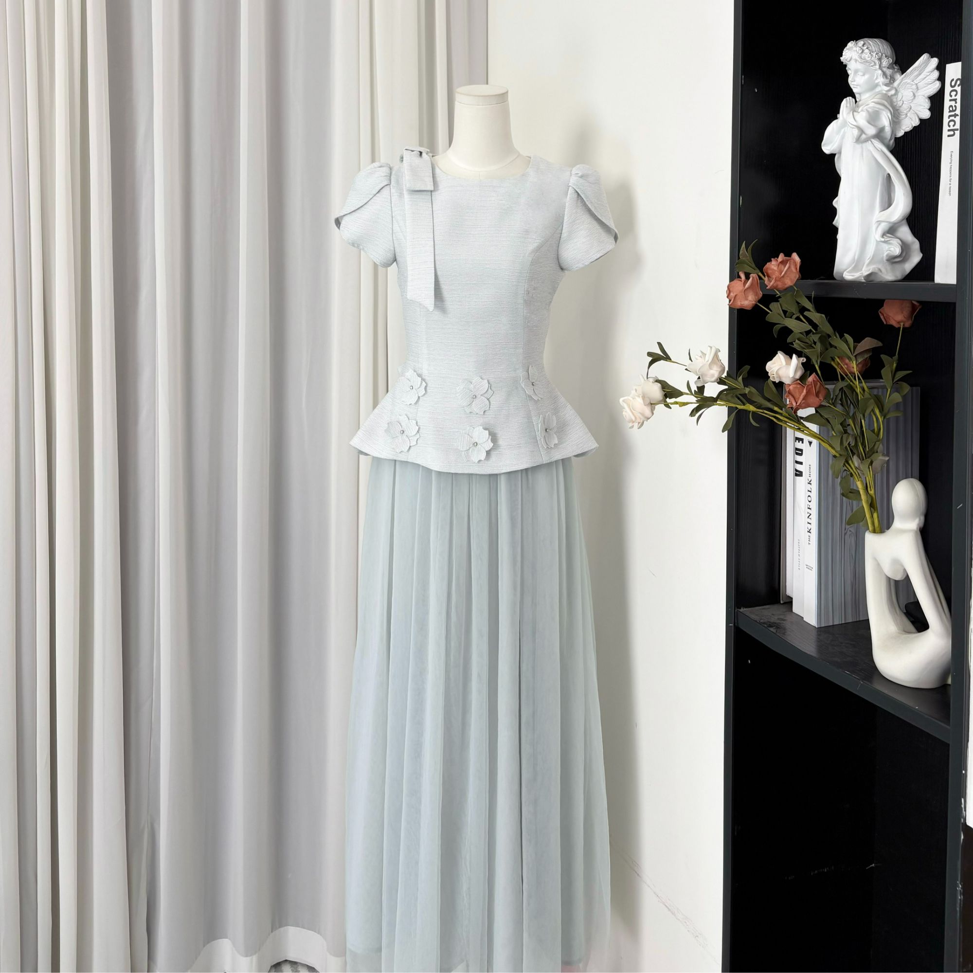 拉夏贝尔2025年夏季新款法式修身气质百搭上衣+半身裙 15363 JCK