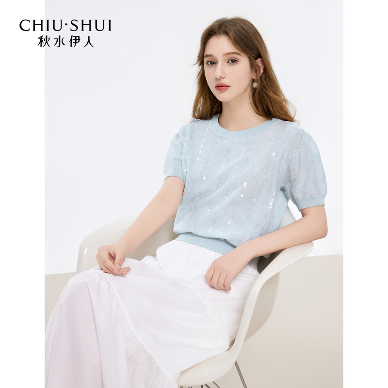 【陈大可】秋水伊人H型圆领毛针织衫休闲上衣625203B100037