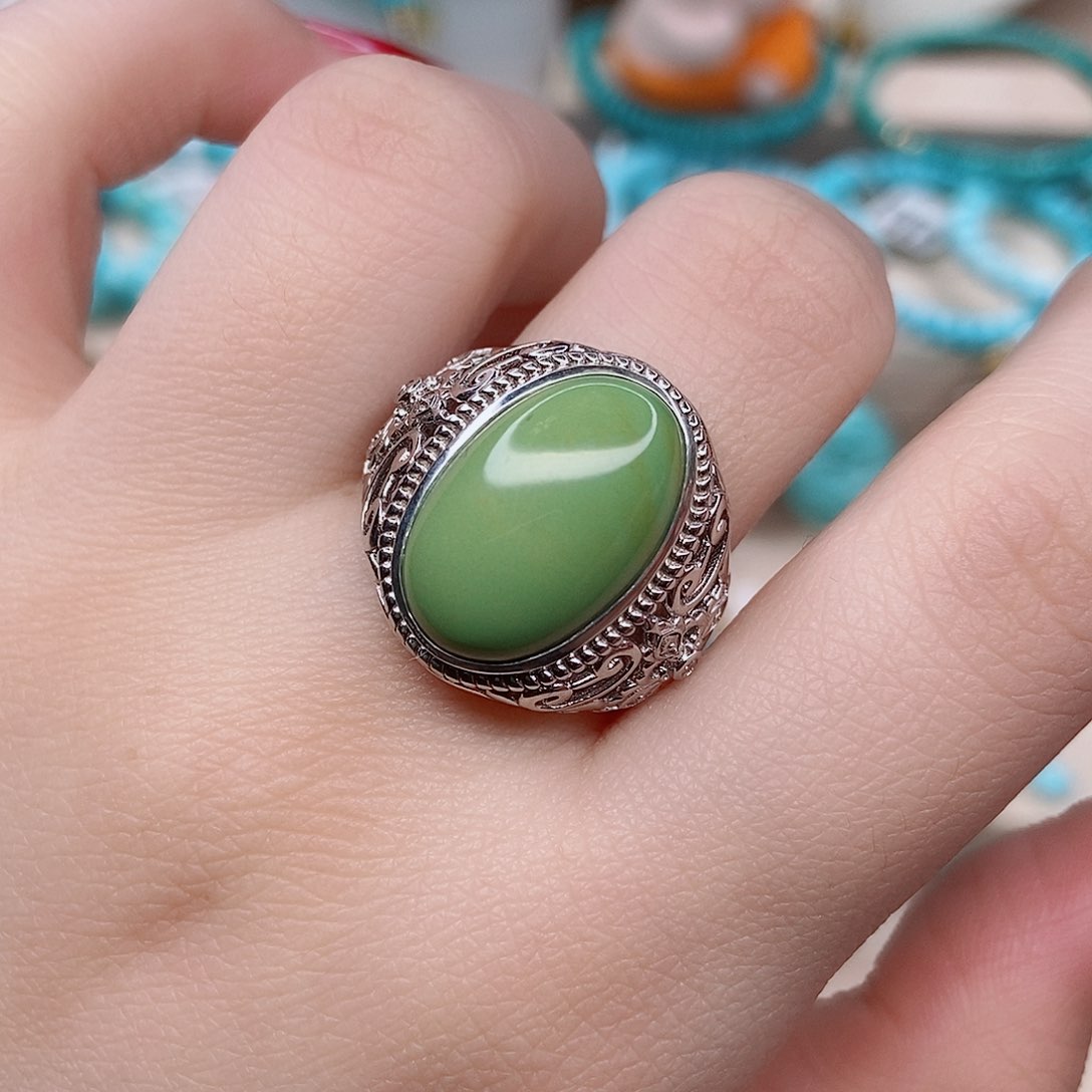 绿松石戒指银S925镶嵌