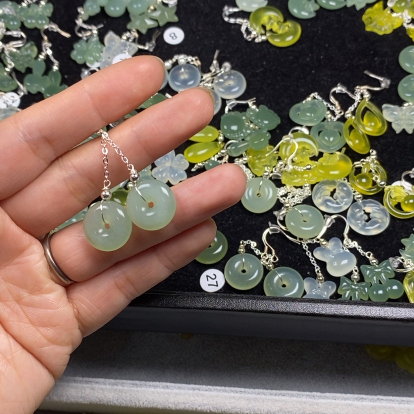 【闪购商品】蛇纹石玉挂件耳饰耳环项链未镶嵌敏*