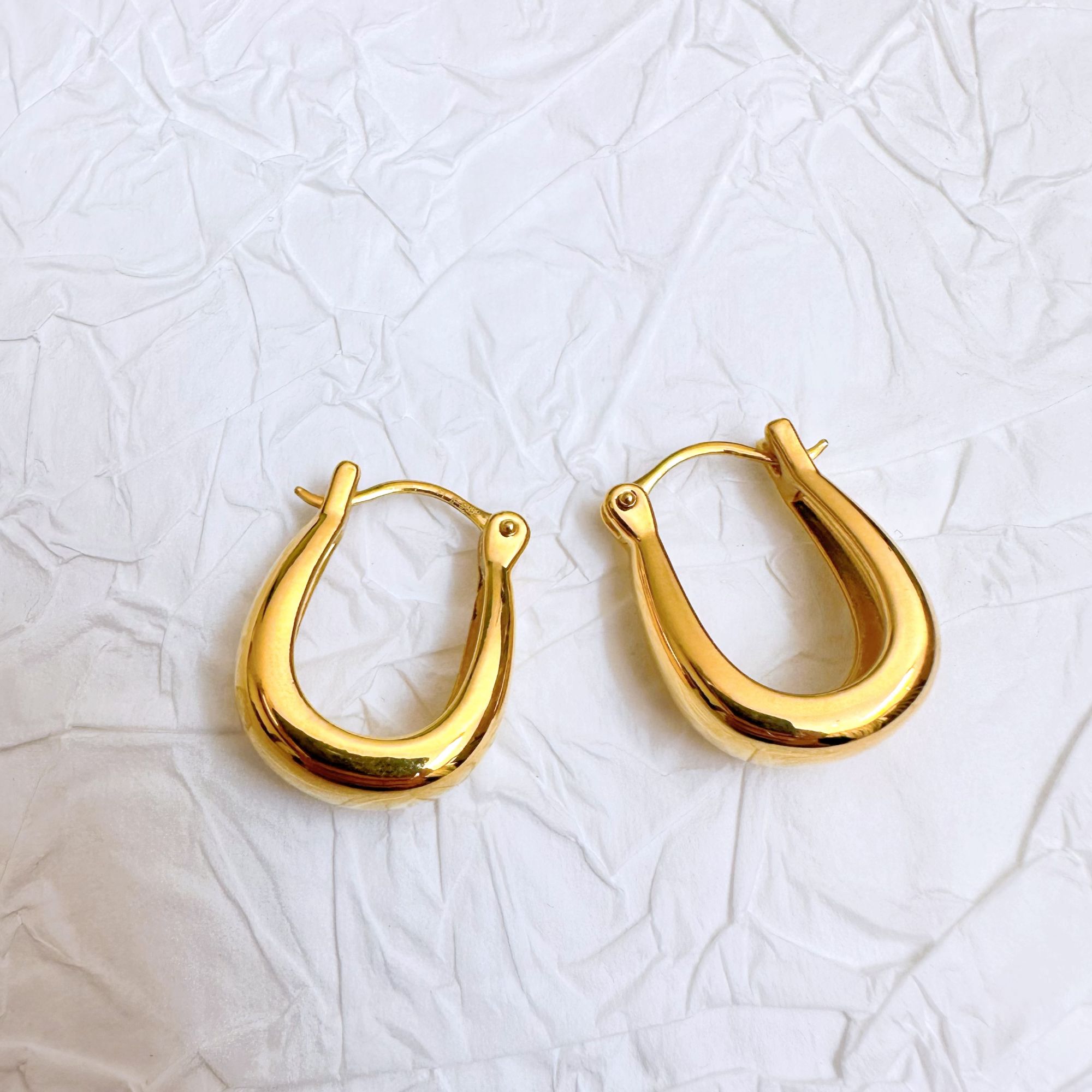 【圆润u形】足金999黄金5D无氰硬金U形耳扣